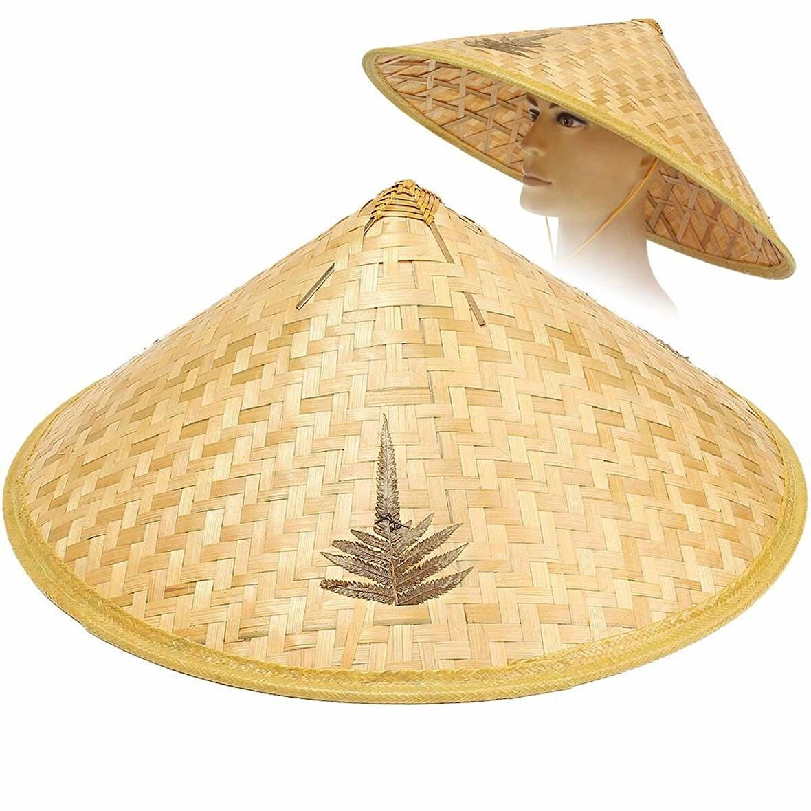 Leyloş Naturel Renk Cambodia Kamboçyalı Vietnam Şapkası Pvc Hasır