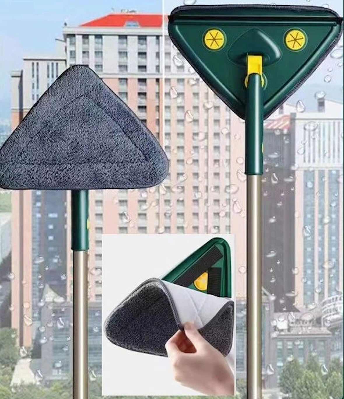 Leyloş 2 Bezli Üçgen Çek Çekli Mop Islak Mendil Uyumlu