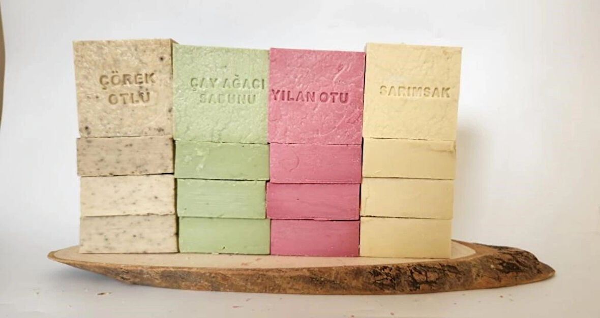 Doğal Üretim Sabunu Karışık (çörekotu-çay Ağacı-yılan Otu-sarımsak)16'lı Set
