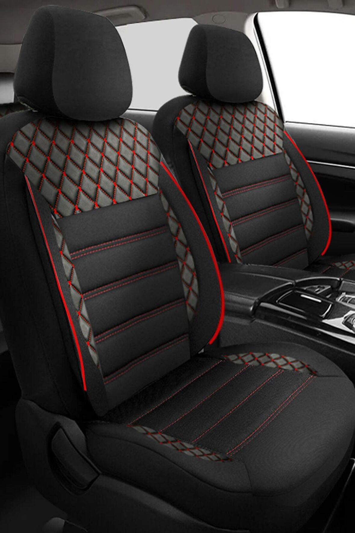 NiCe Shop Citroen C4 Uyumlu Koltuk Kılıfı Crystal Sarisi - Kırmızı