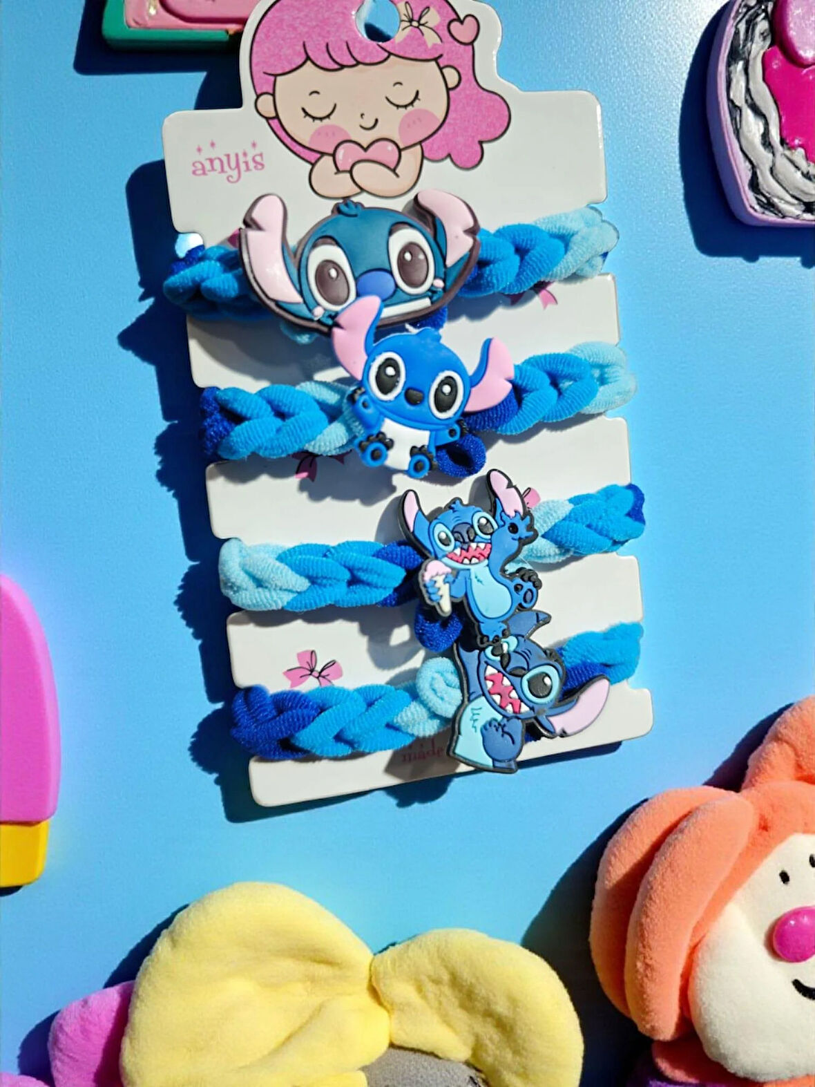 4'lü Set Stitch Figürlü Toka - Mavi