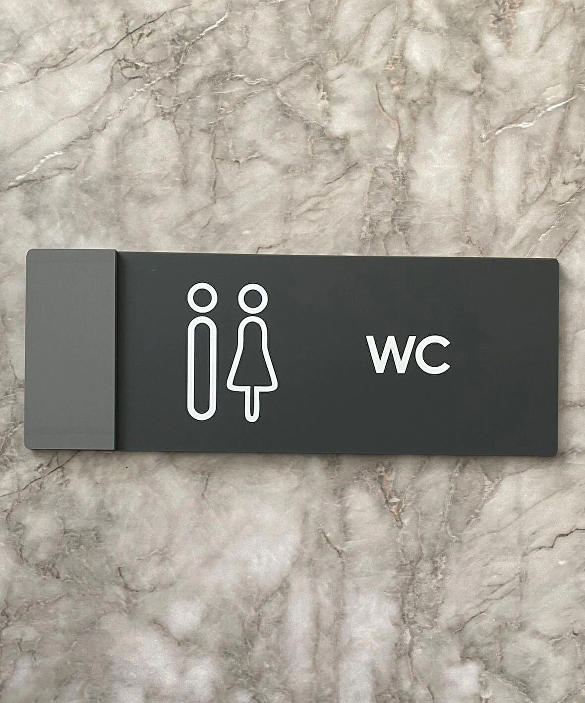 Klasik Seri Mat Antrasit WC Kapı İsimliği Yönlendirme Levhası