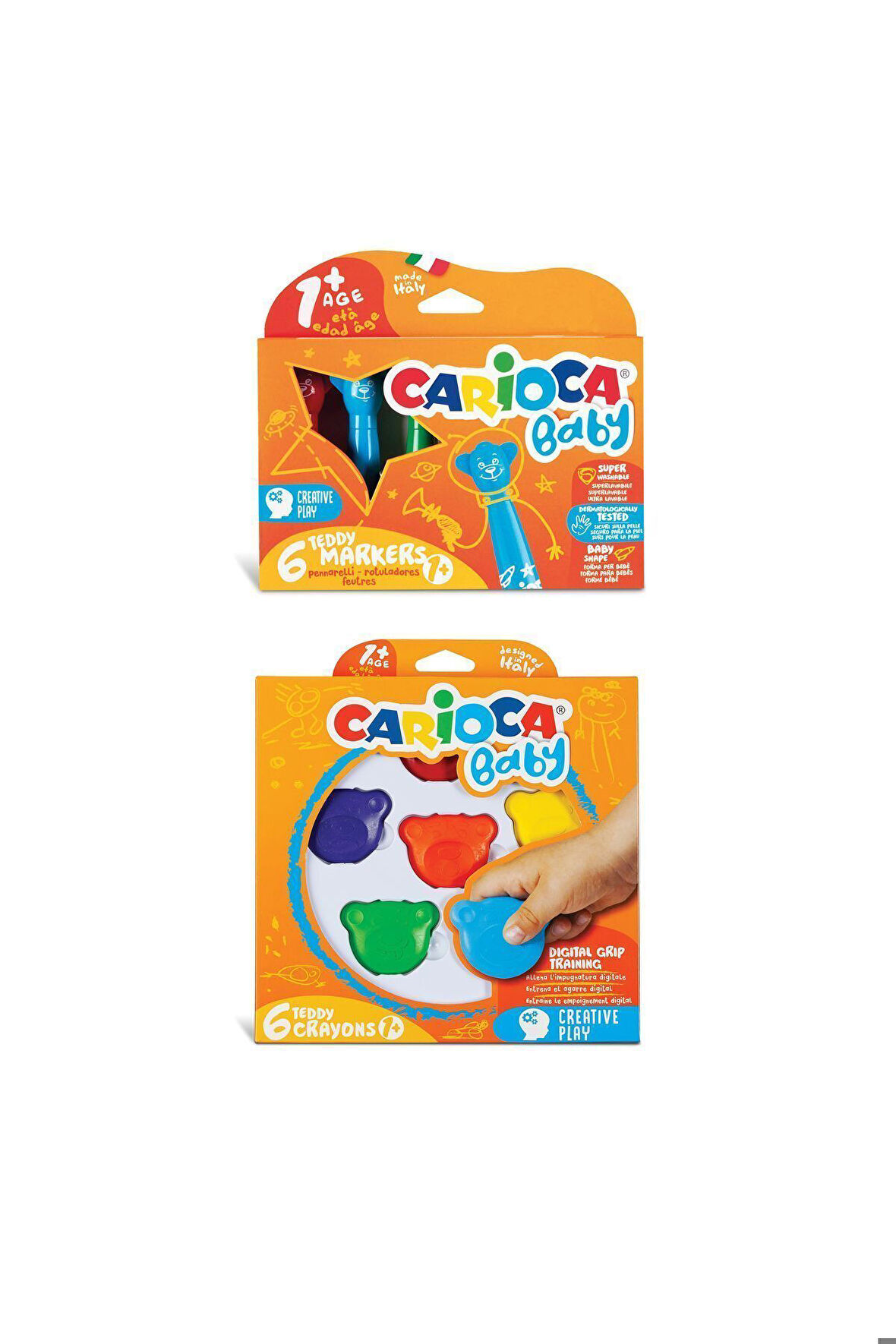 Jumbo Süper Yıkanabilir Keçeli Boya Kalemi 6lı & Baby Teddy Crayons 6lı