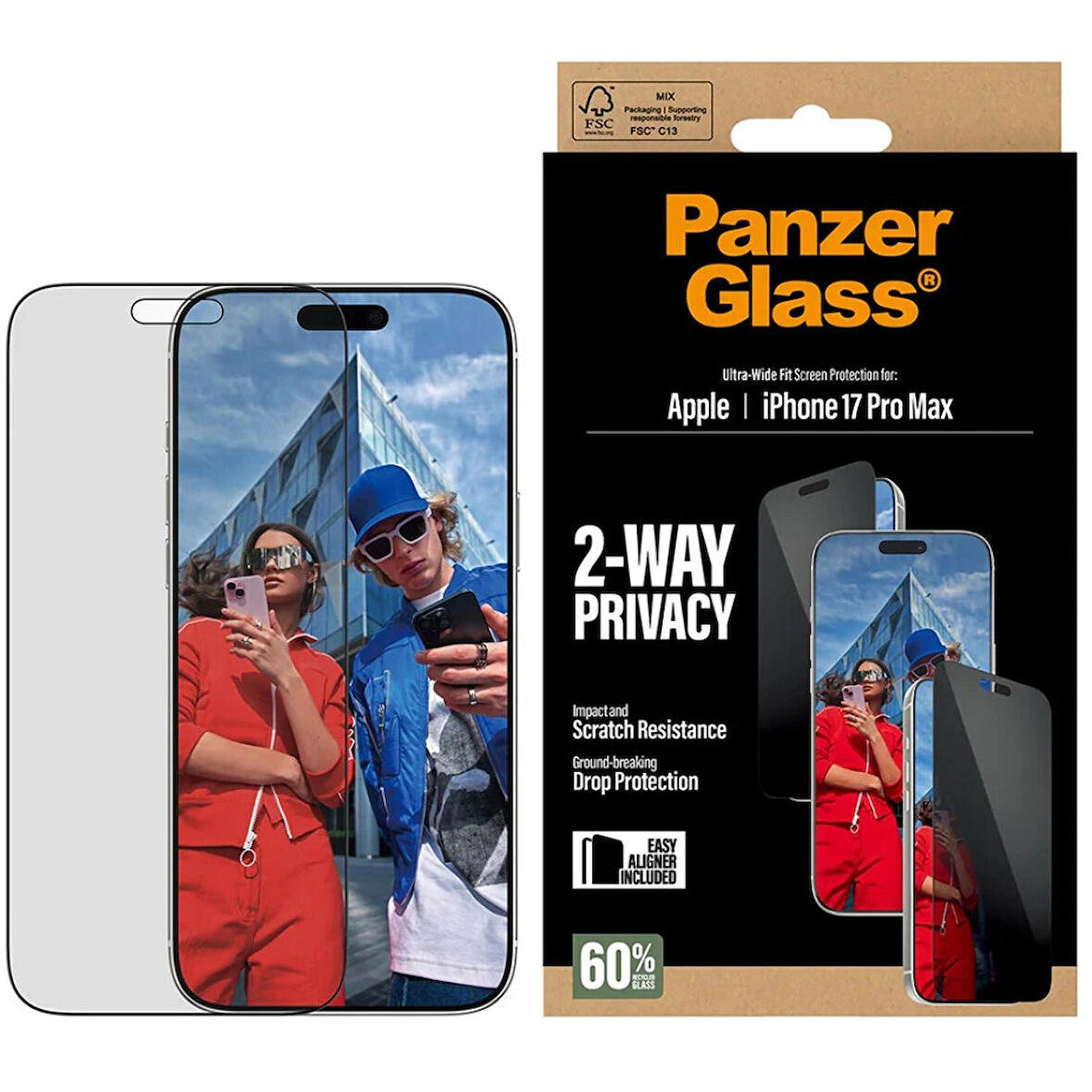 PanzerGlass iPhone 17 Pro Max UWF Hayalet Cam Ekran Koruyucu (Hizalama Aparatlı)