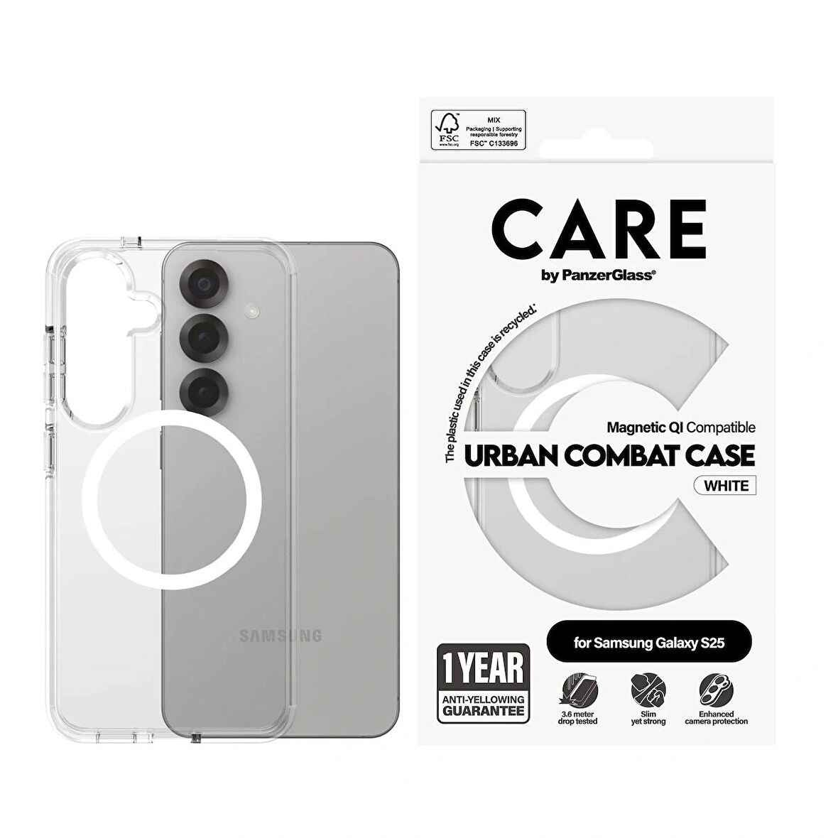 PanzerGlass Care Samsung S25 Ultra Urban Combat QI Şeffaf Kılıf