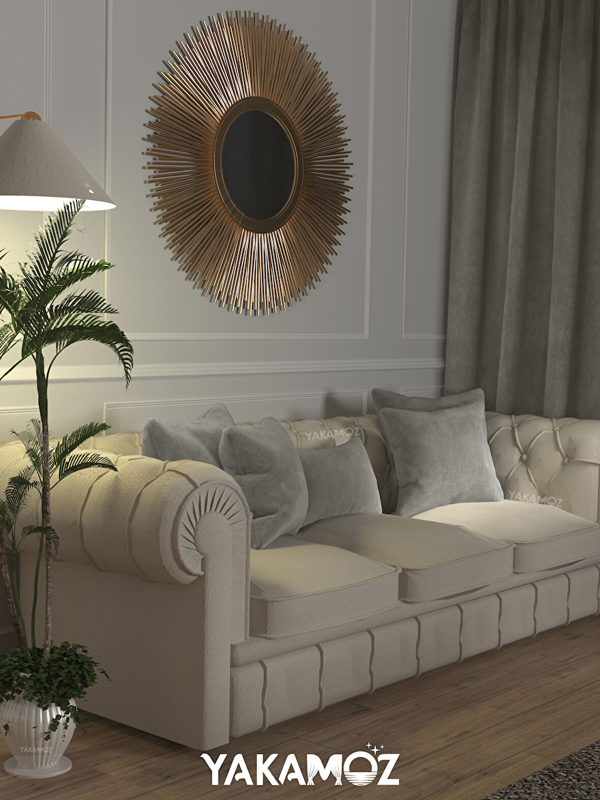 Yakamoz Açık Gri Kırlent , Yastık Kılıfı Kadife Görünümlü Velvet Touch Serisi