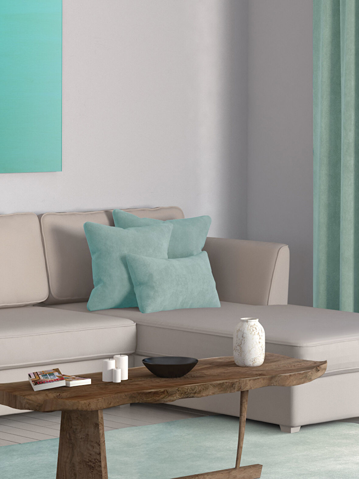 Perle Home Daily Series Sis Mavisi Rengi Kırlent Yastık Kılıfı