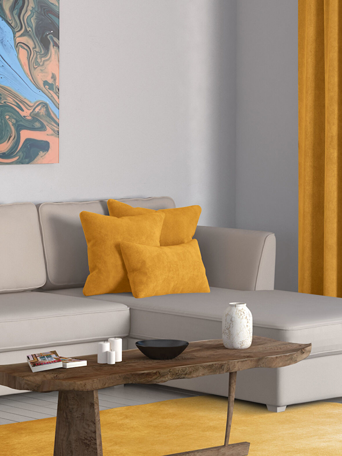 Perle Home Daily Series Safran Rengi Kırlent Yastık Kılıfı