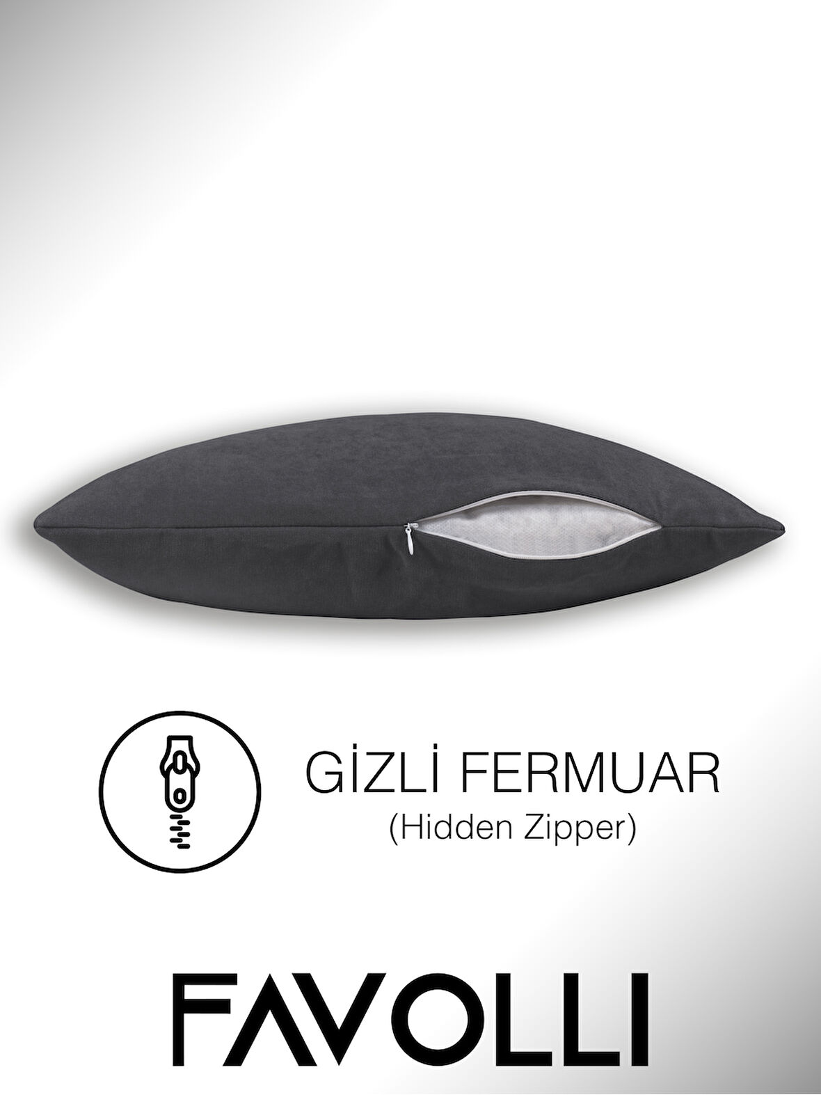 FAVOLLİ Kadife Dokulu Çakıl Rengi Kırlent Kılıfı Dream Serisi Punch Için Uygun Gizli Fermuar