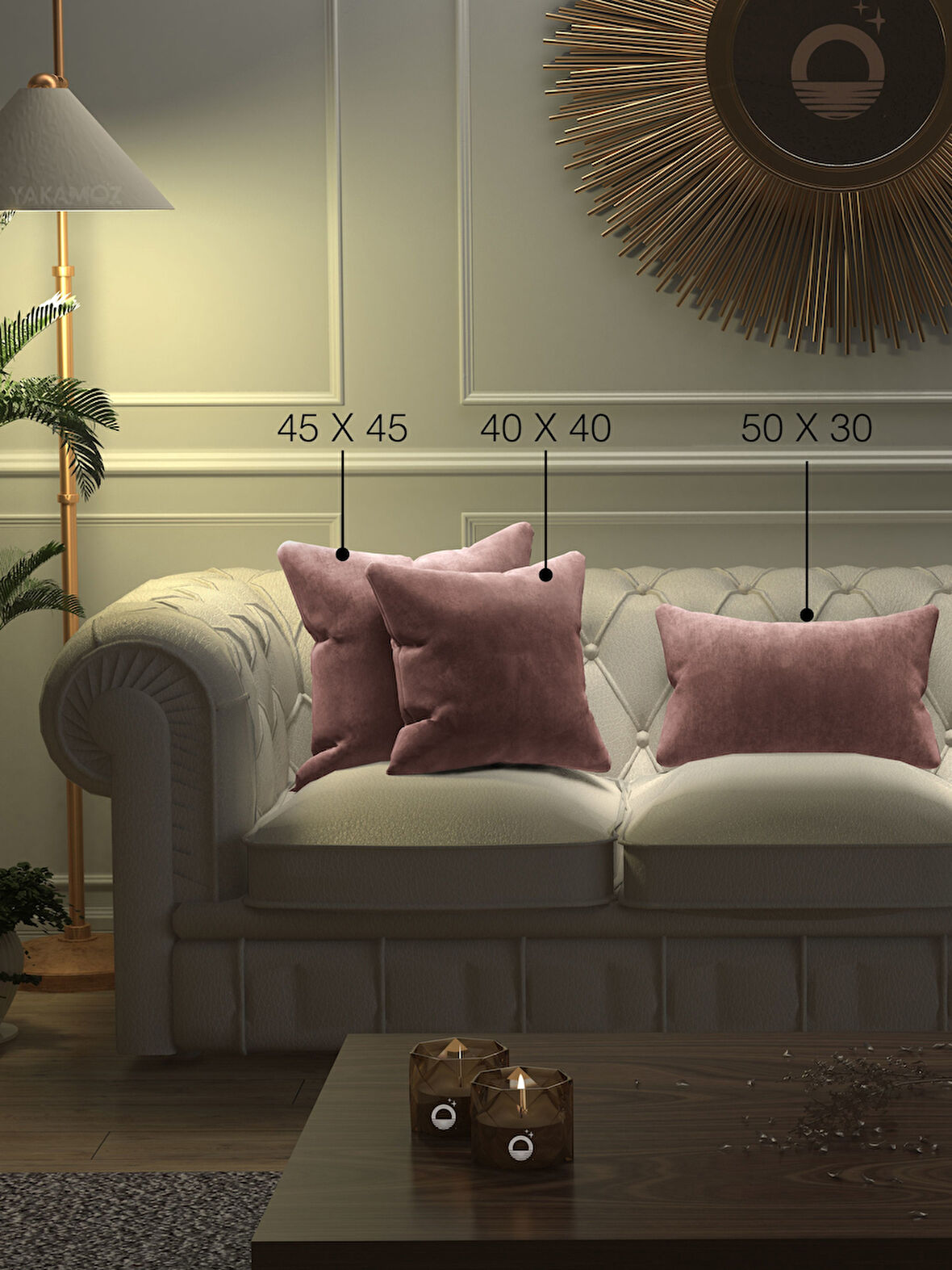 Yakamoz Tatlı Pembe Kırlent , Yastık Kılıfı Kadife Görünümlü Velvet Touch Serisi