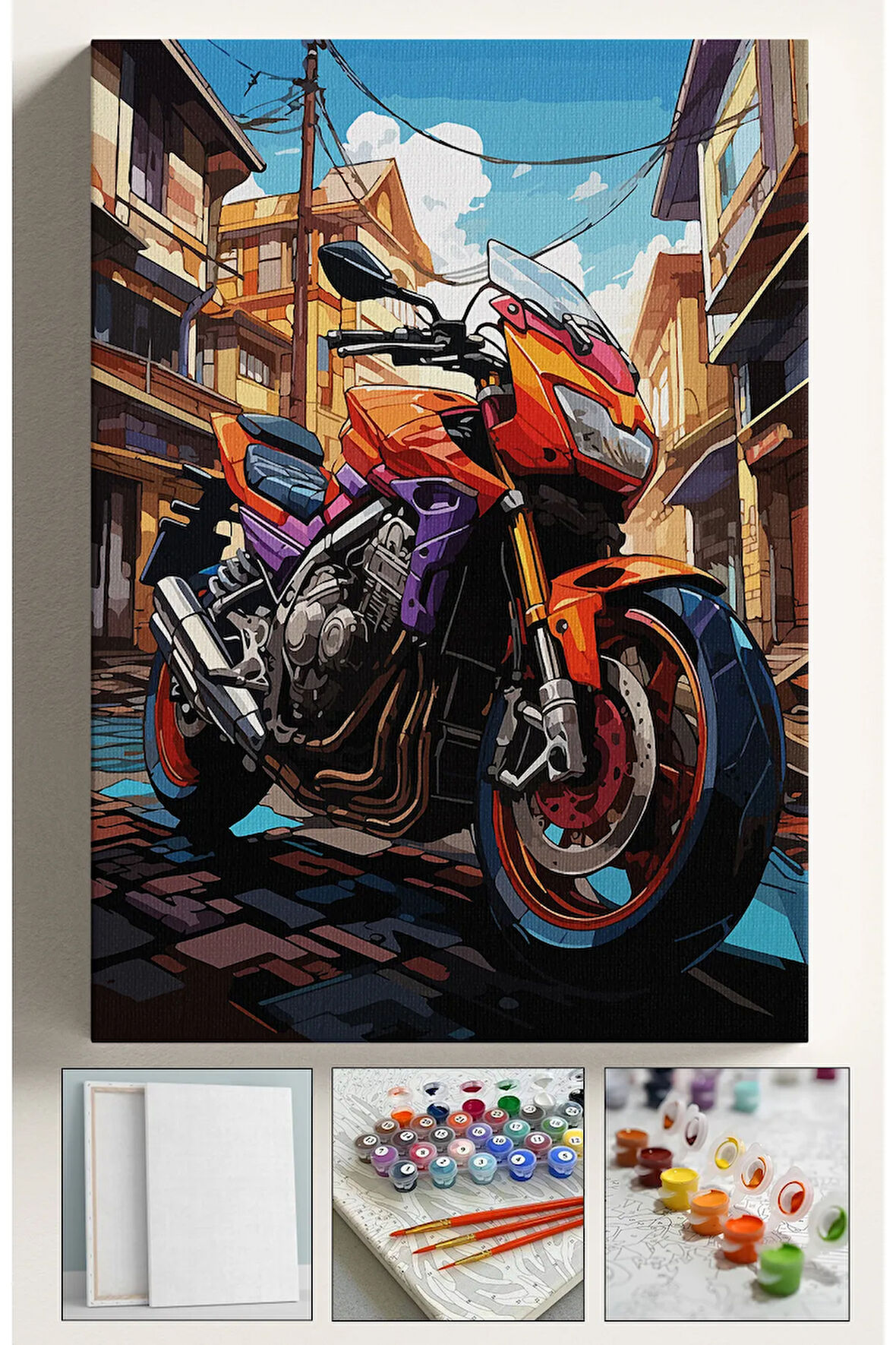 Sayılarla Boyama Seti Numaralı Tuval Fırça Boya Dahil Kasnaklı Set 40x50 Cm - KTMOTOR