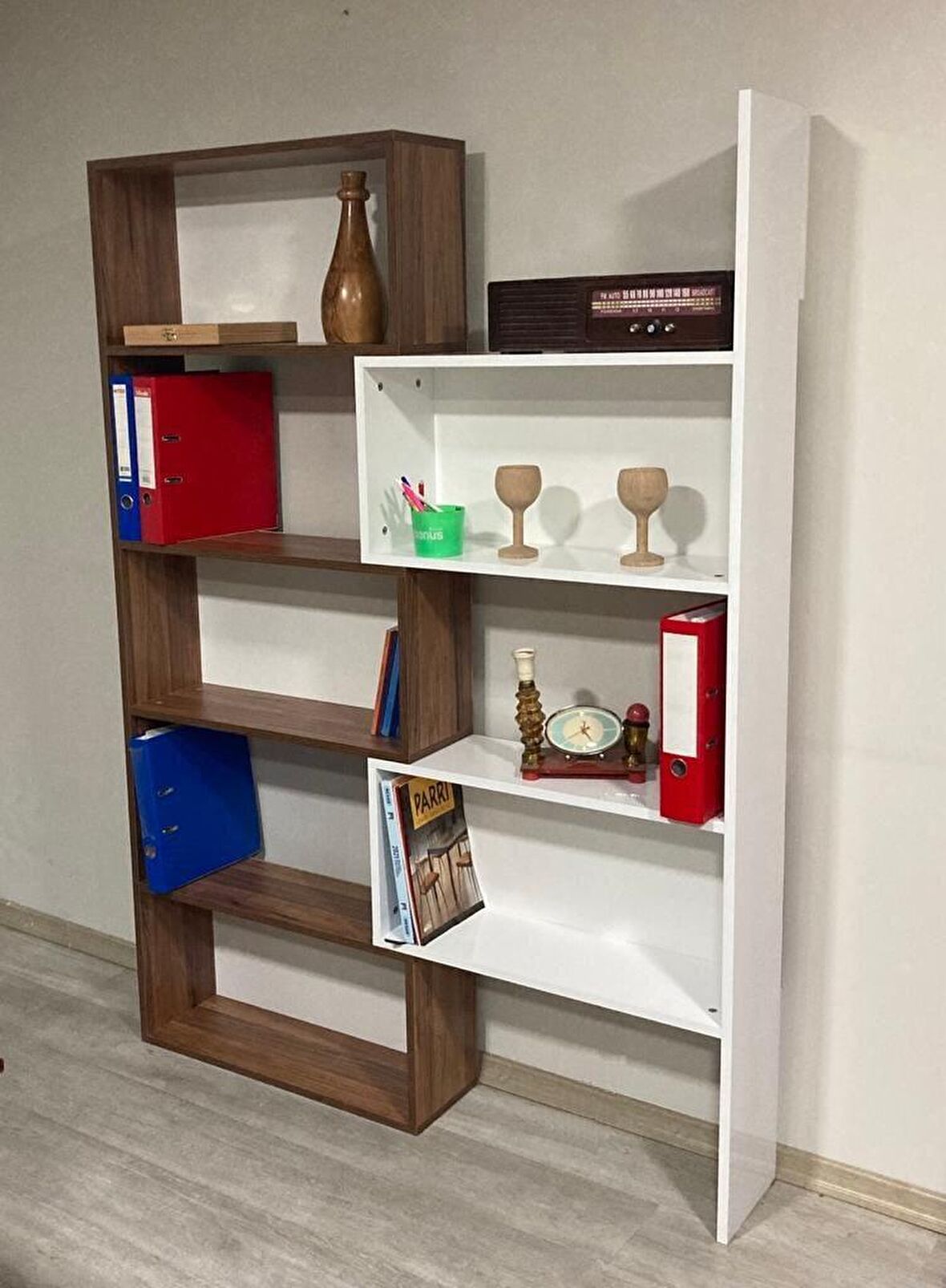 Bicabin Ayarlanabilir Raflı Dekoratif Modüler Kitaplık Beyaz Garda Decorative Bookshelf