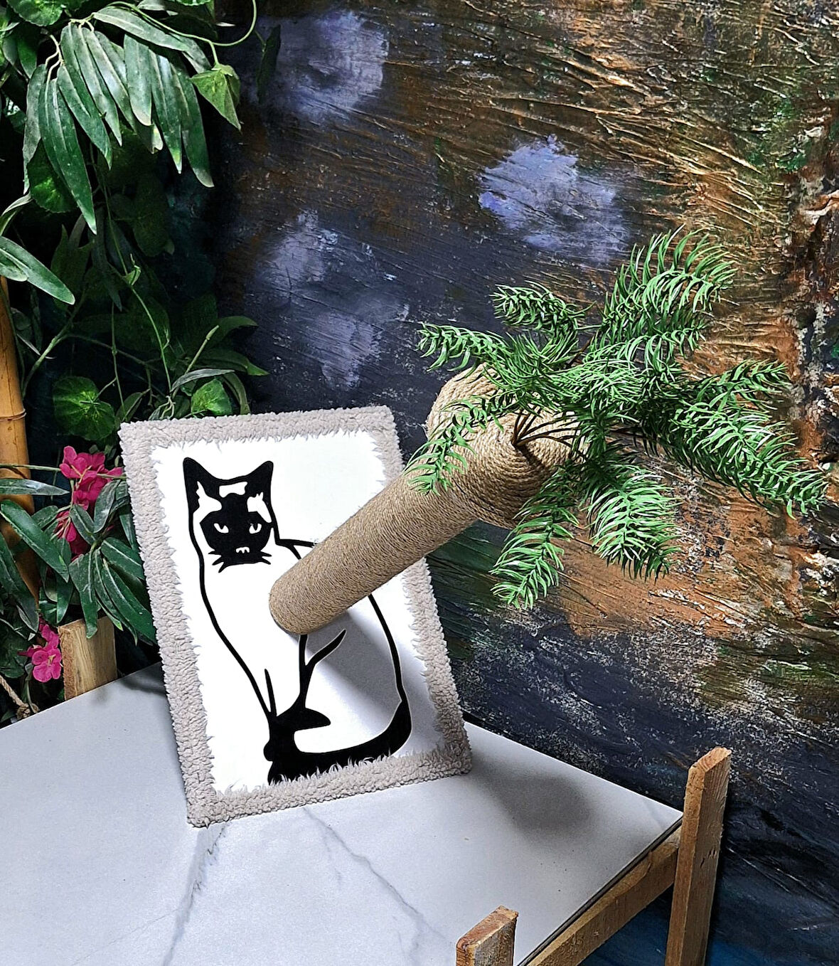 Kedi Tırmala Tahtası Lazer Kesim Ahşap Resimli7