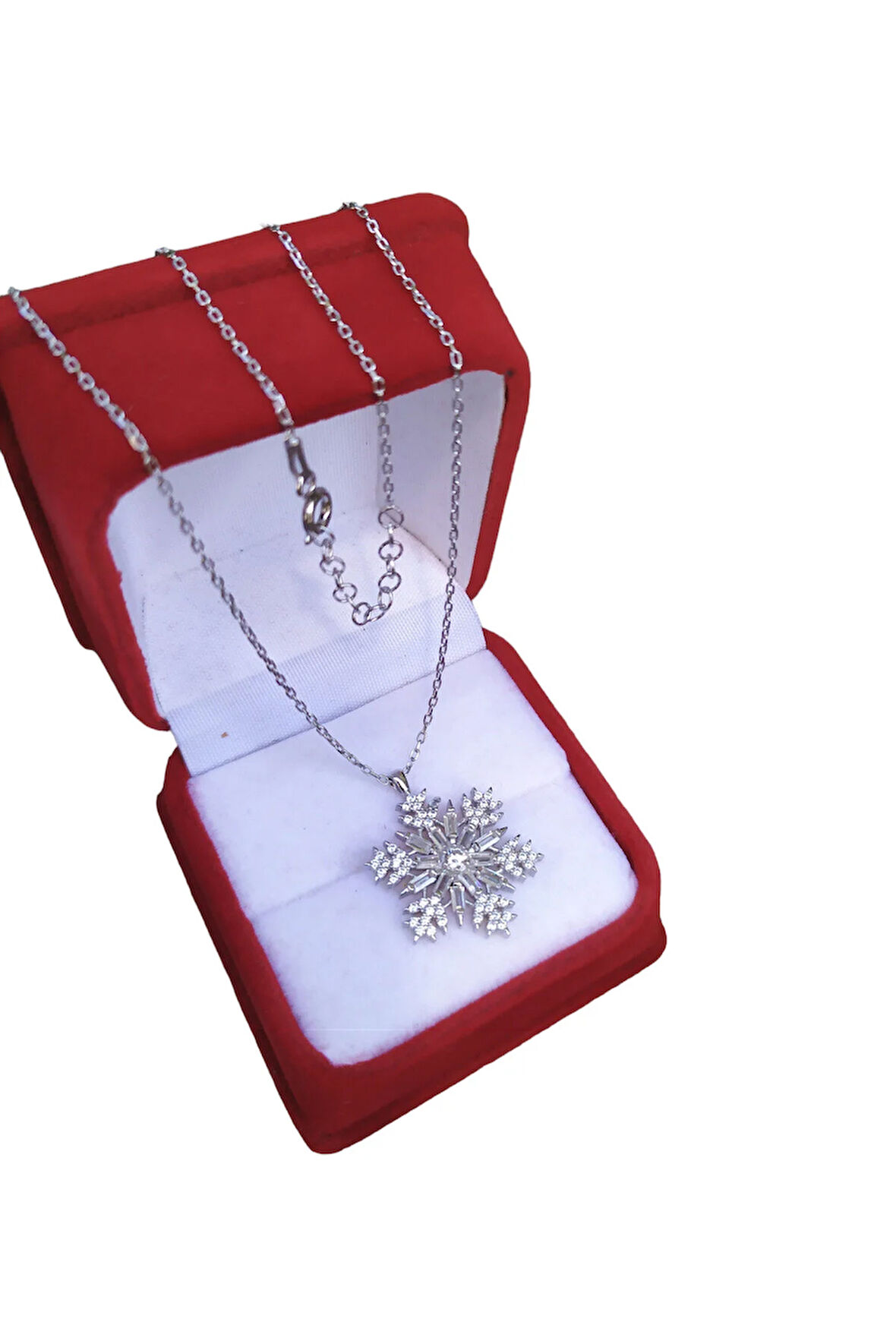 Modahilye 925 Ayar Gümüş Kartanesi Baget Taşlı Tasarım Kolye