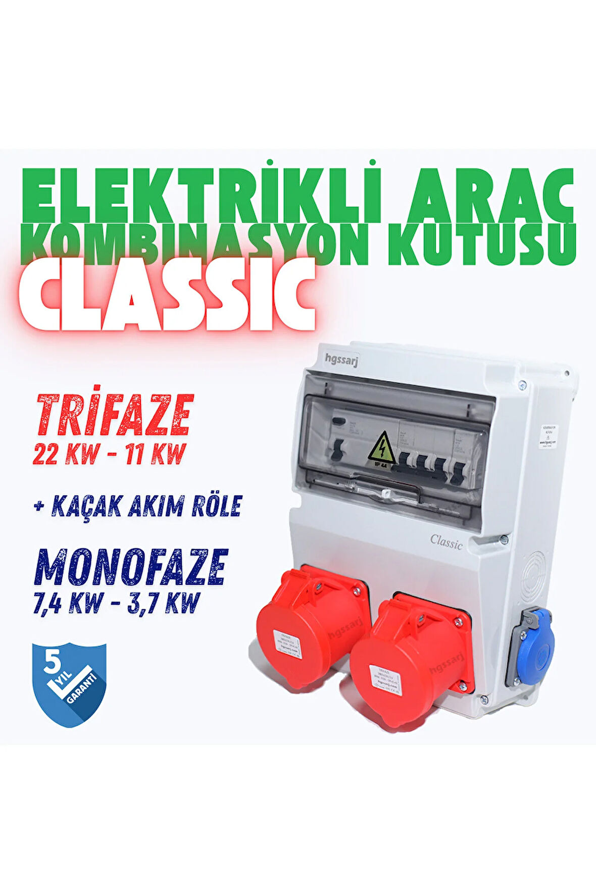 'CLASSIC'' Elektrikli Araç Kombinasyon Kutusu, 5x32A+5x32A+1x16A ,5 Yıl Garanti V ı  k o / P  a n a s o n i c