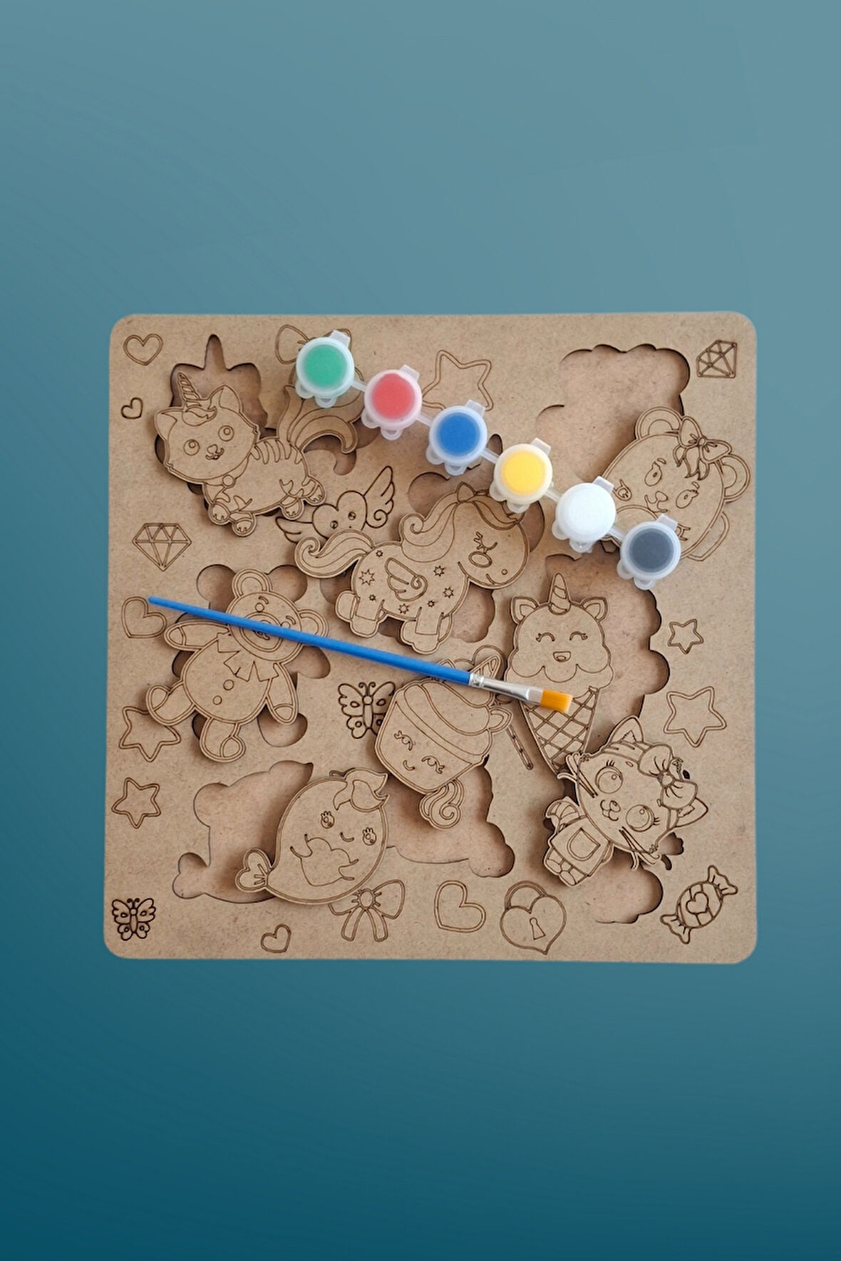 Çocuklar İçin Zeka ve Beceri Geliştiren Ahşap Boyama Puzzle Seti