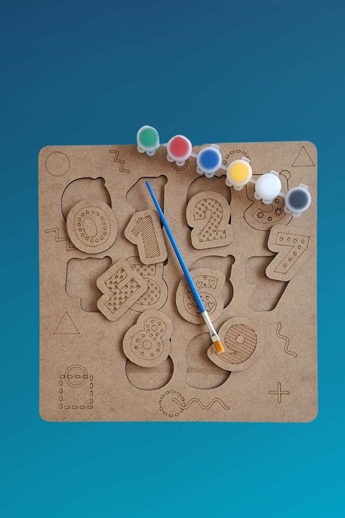 Çocuklar İçin Zeka ve Beceri Geliştiren Rakamlar Ahşap Boyama Puzzle Seti