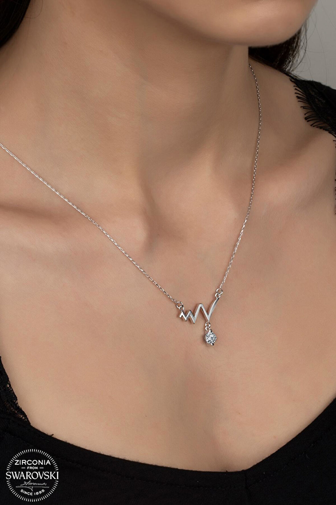 Kutaydan SWR Zirconia 0,66 CT Kalbimin Ritmi Kadın Gümüş Kolye