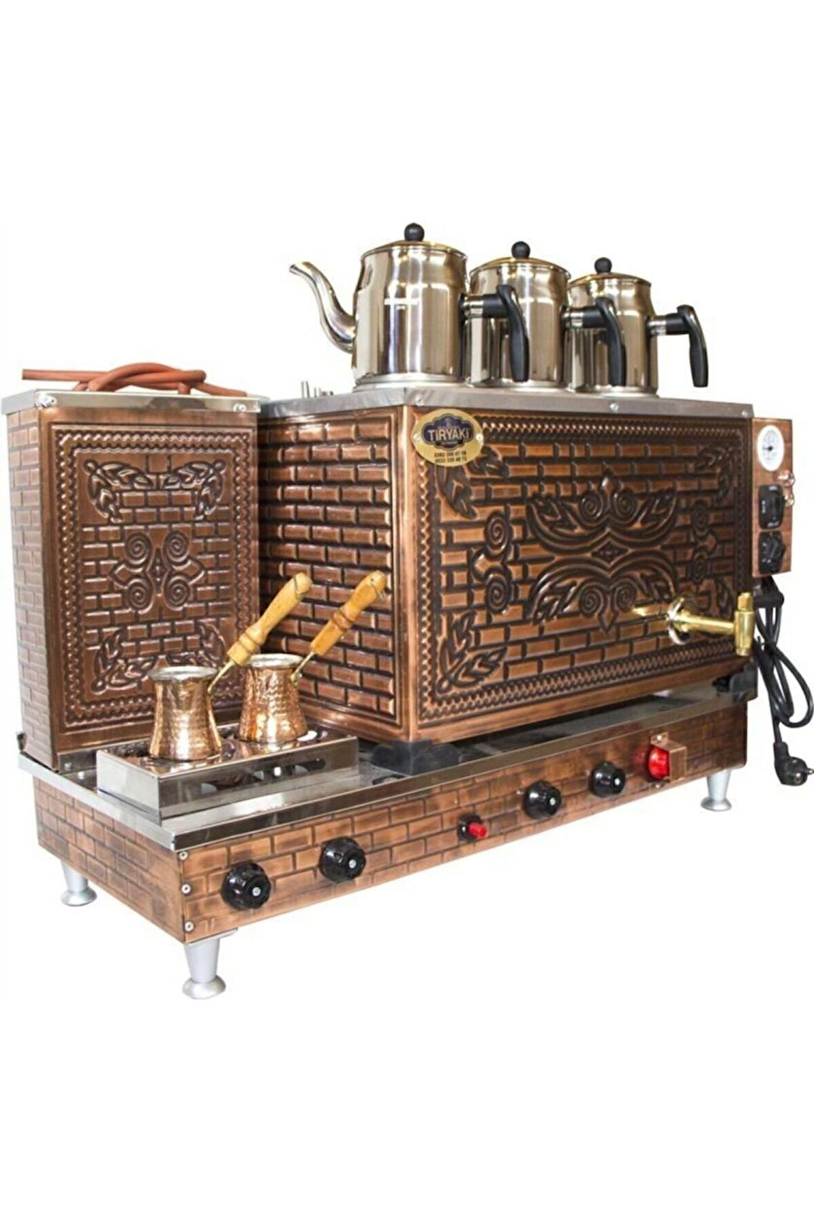 Tuğla 3 Demlikli Bakır Çay Kazanı
