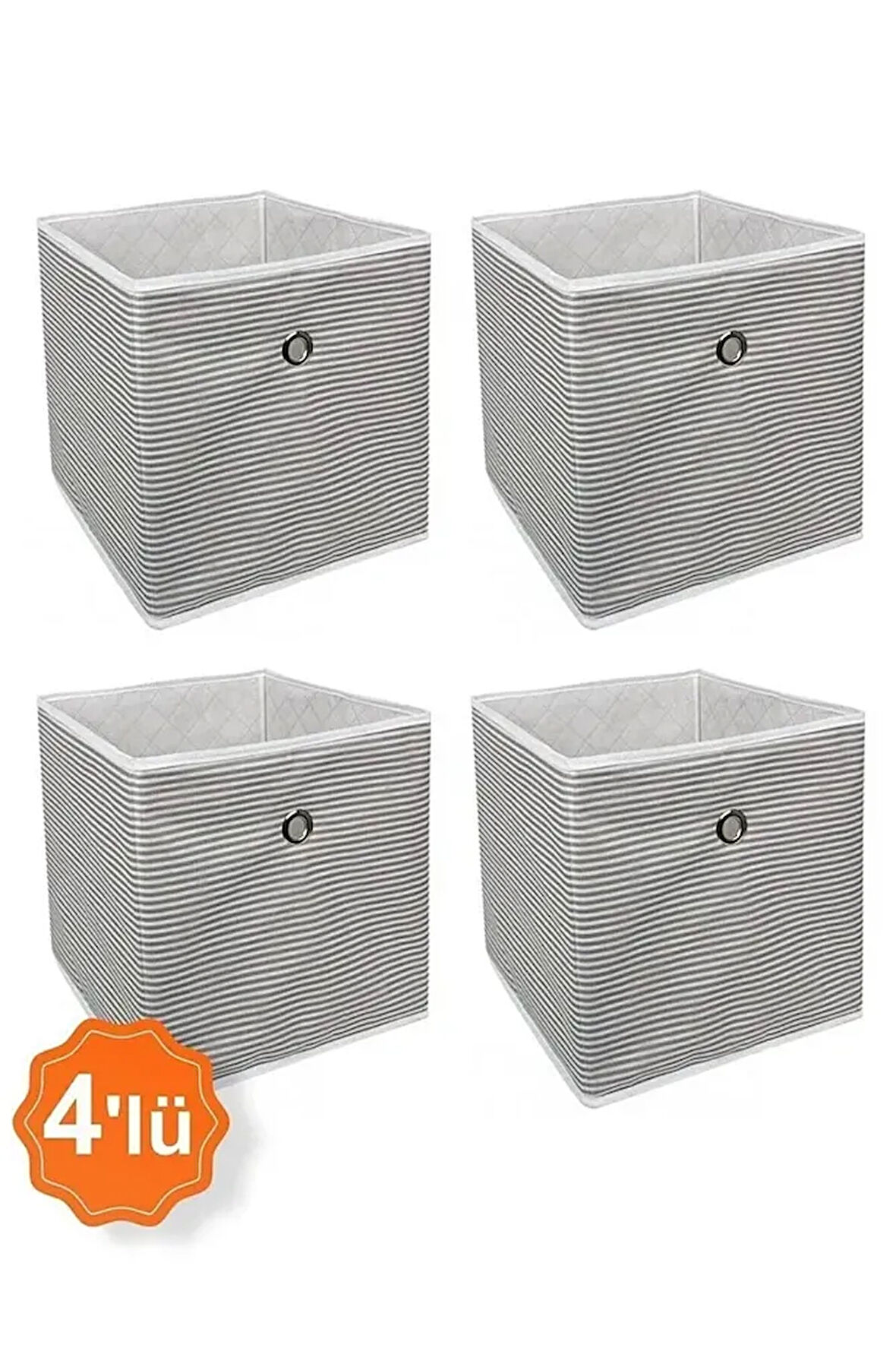 (4 ADET) ALAS Raf Organizer Kutu Seti (30*30*30 cm) Yeni Sezon Nano Teknoloji Su Geçirmez Kumaş Gri