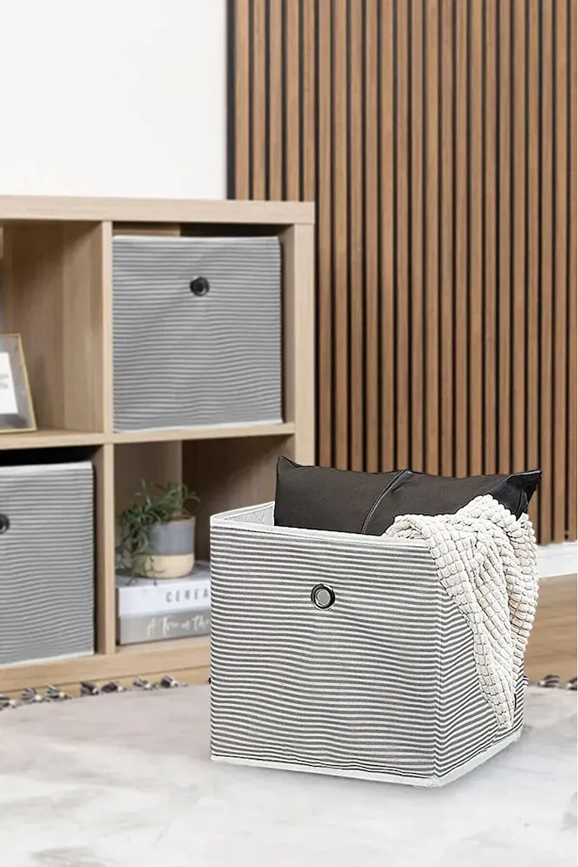 ALAS Raf Organizer Kutu Seti (30*30*30 cm) Yeni Sezon Nano Teknoloji Su Geçirmez Kumaş Gri