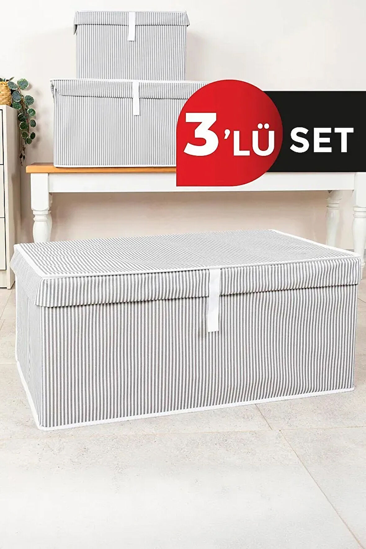 ALAS 3'lü Çok Amaçlı Kutu Megaplus 70x40x30 Cm Tela (Yıkanamaz)