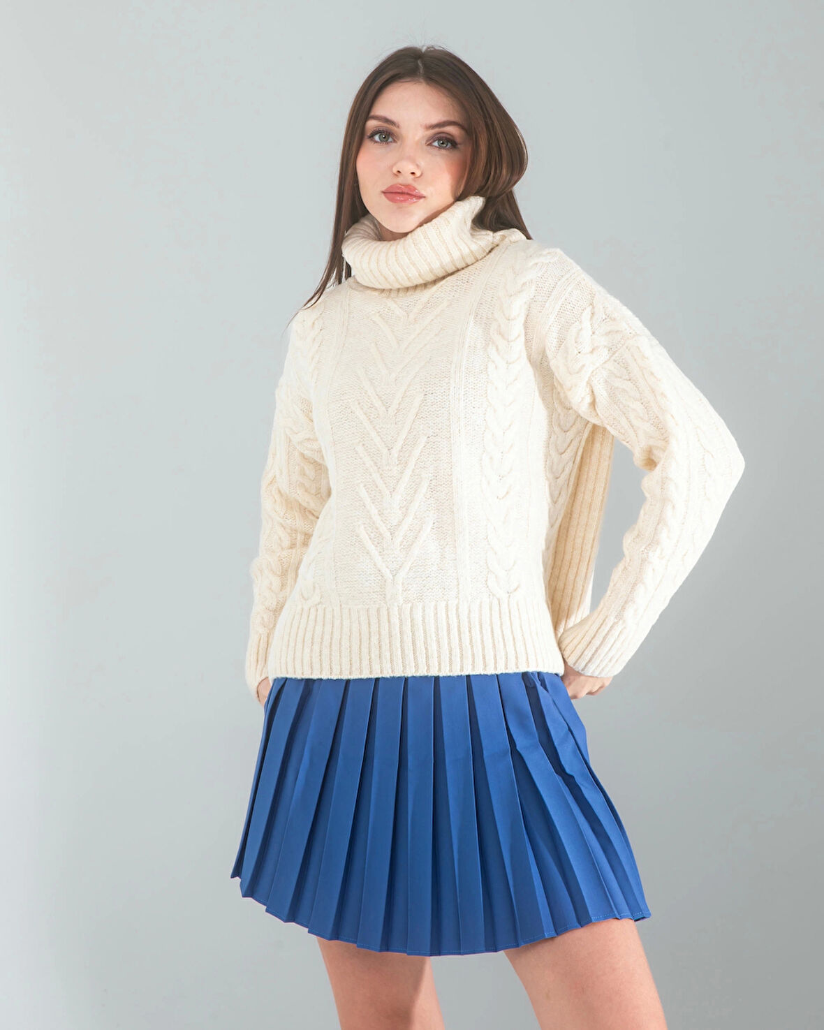 Lacivert Pilseli Etek