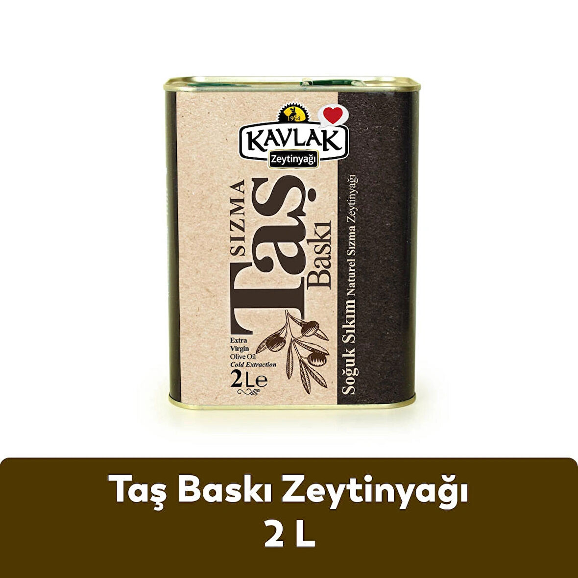 Kavlak Taş Baskı Soğuk Sıkım Zeytinyağı 2 LT