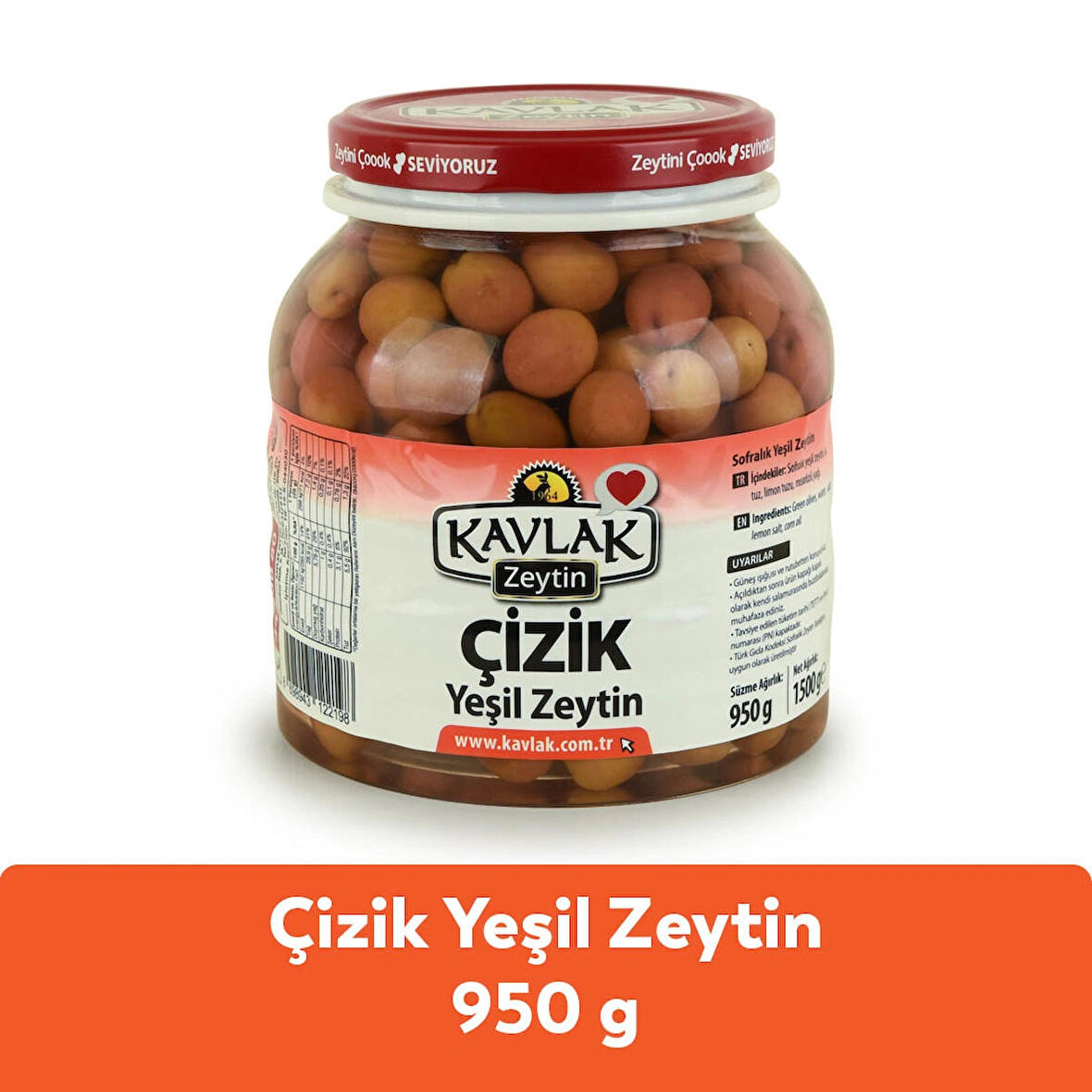 Kavlak Çizik Yeşil Zeytin 950 GR