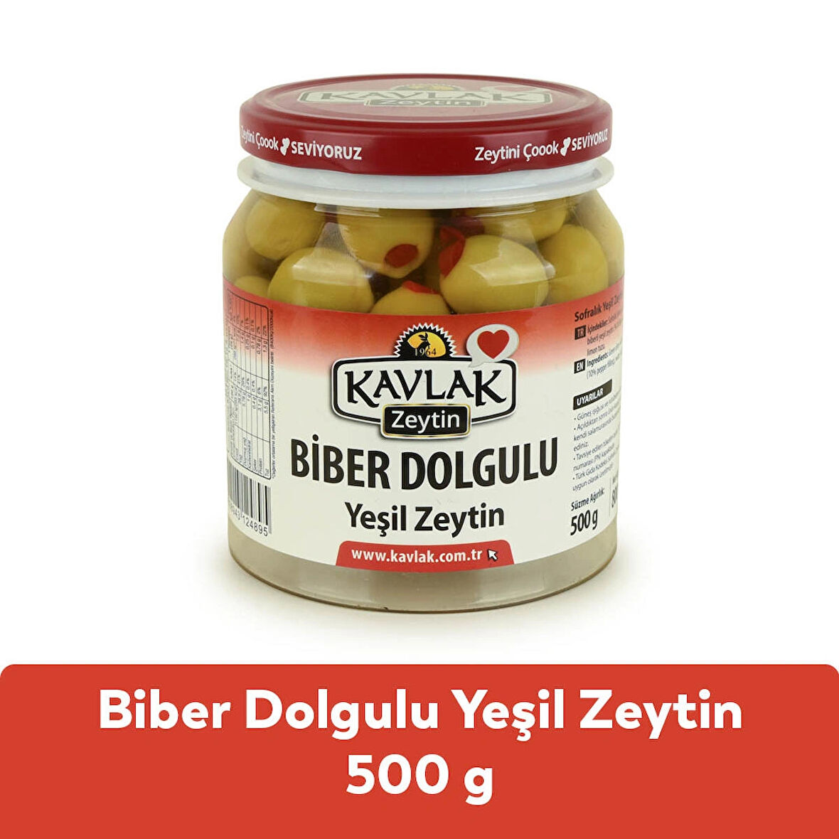 Kavlak Biber Dolgulu Yeşil Zeytin 500 GR