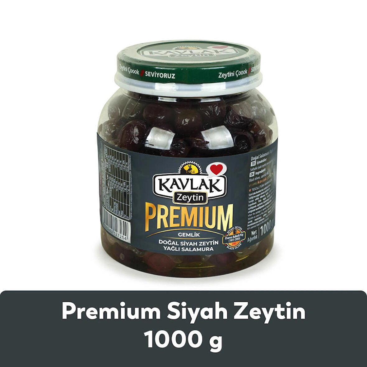 Kavlak Premium Gemlik Siyah Zeytin 1 KG