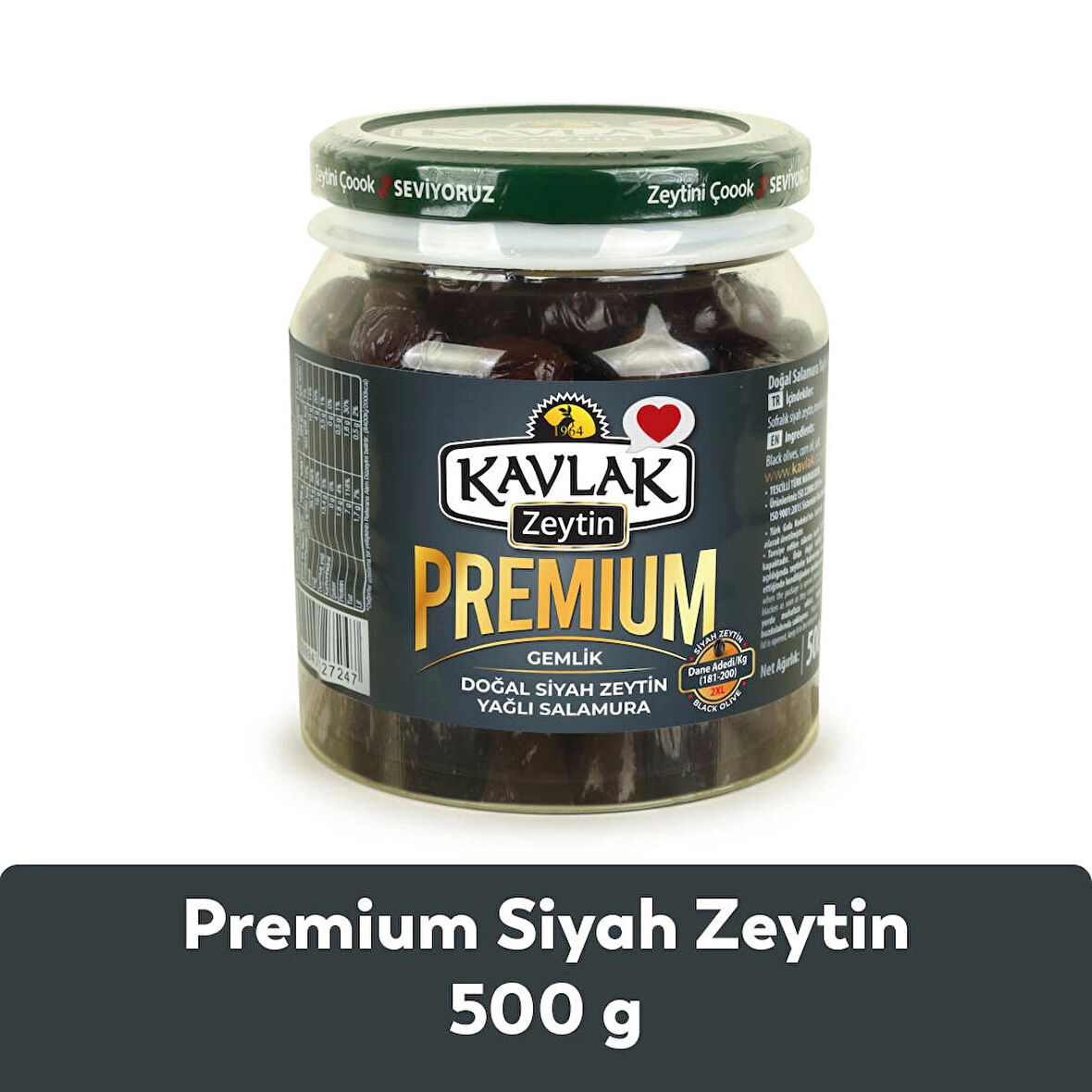 Kavlak Premium Gemlik Siyah Zeytin 500 GR