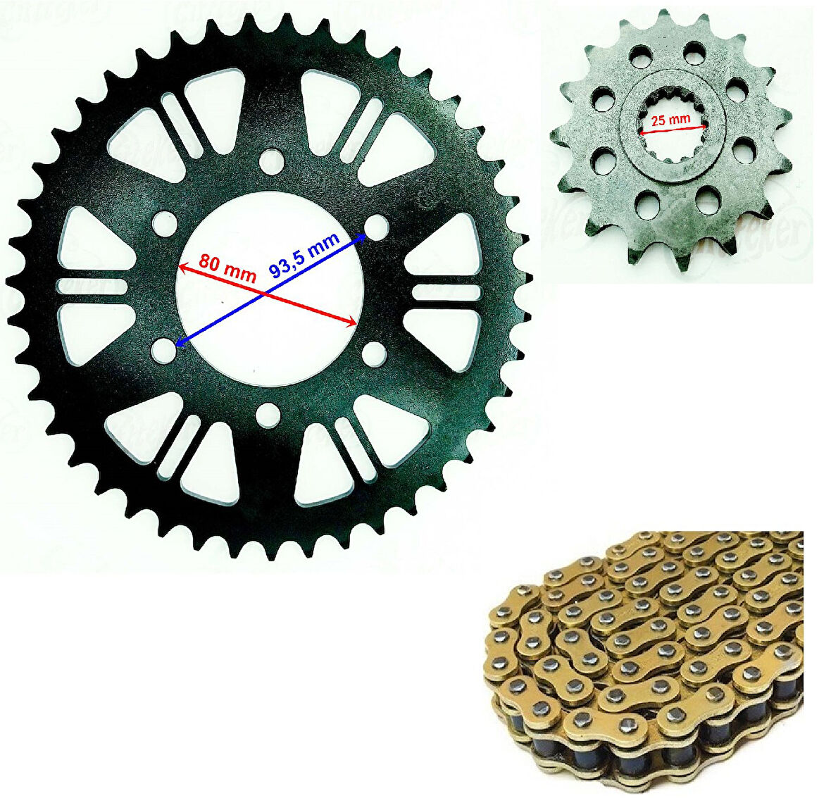 Kawasaki Zx-6R Ninja Uyumlu Zincir Dişli Seti 43T(520 Oringli Gold Zincir)2007-2015  Arasmoto