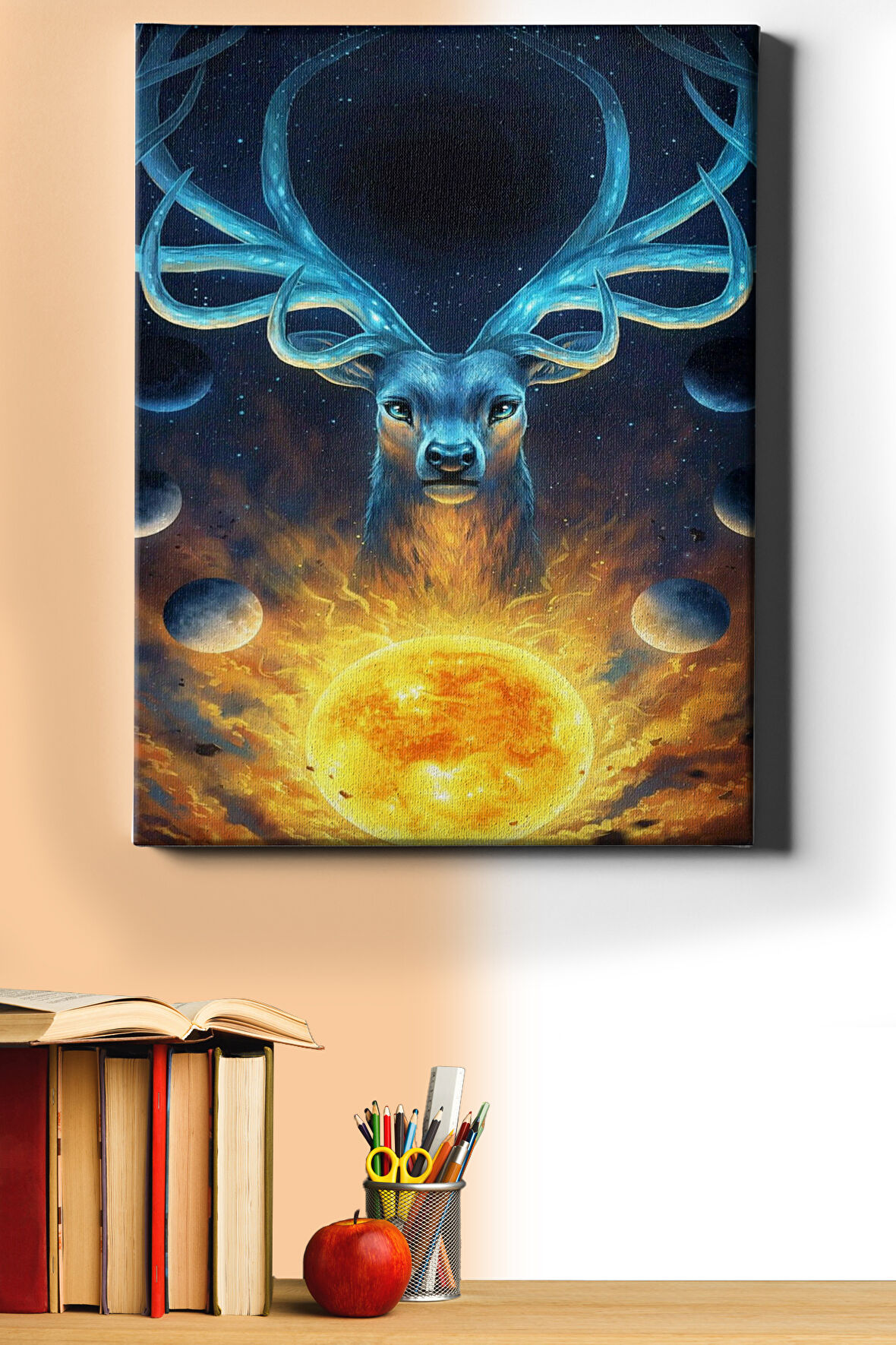 Sayılarla Boyama Seti Kasnaklı Mistik Evren Ve Geyik 60 X 75 Cm