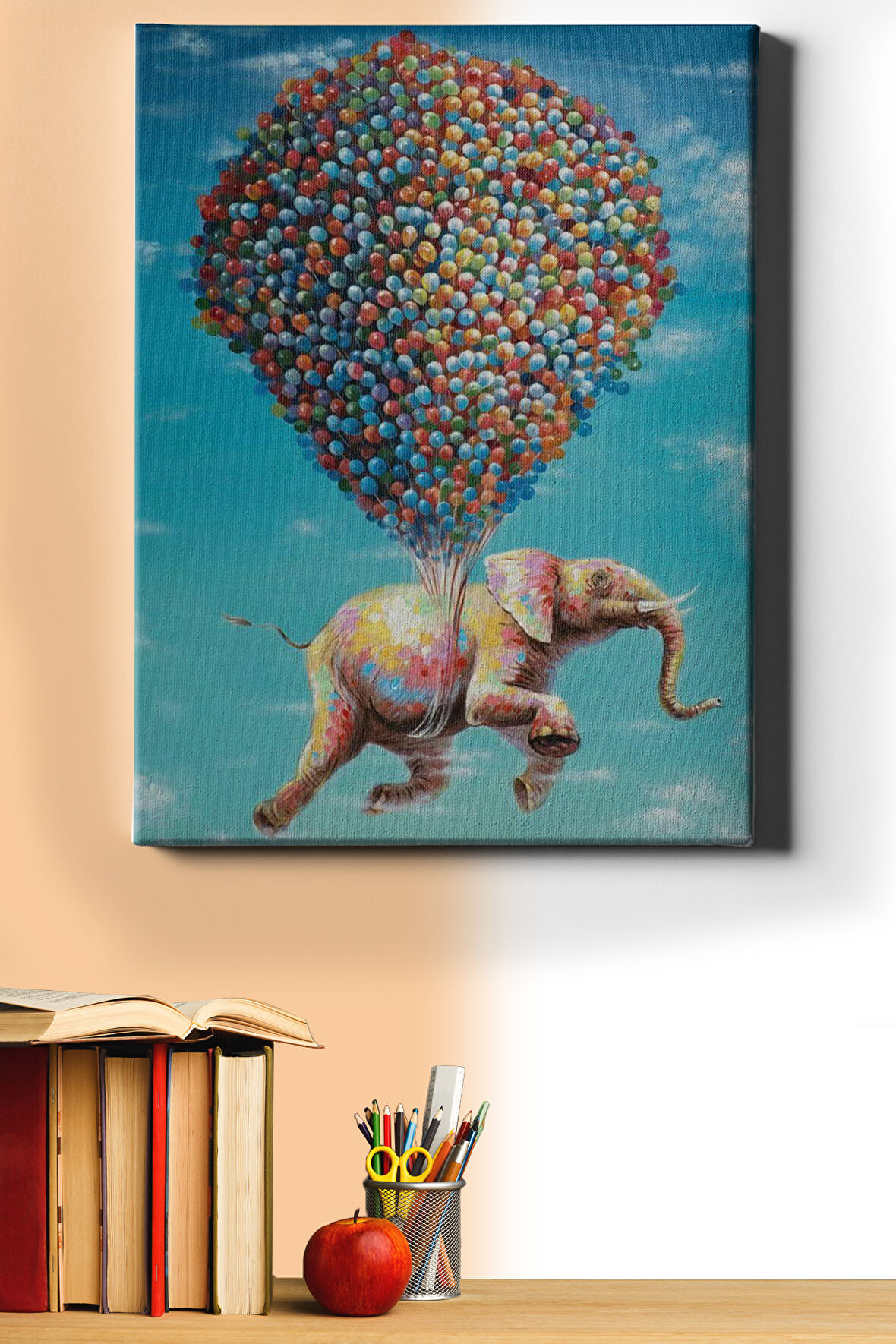 Sayılarla Boyama Seti Kasnaklı Filin Balonla Seyahati 60x75 Cm