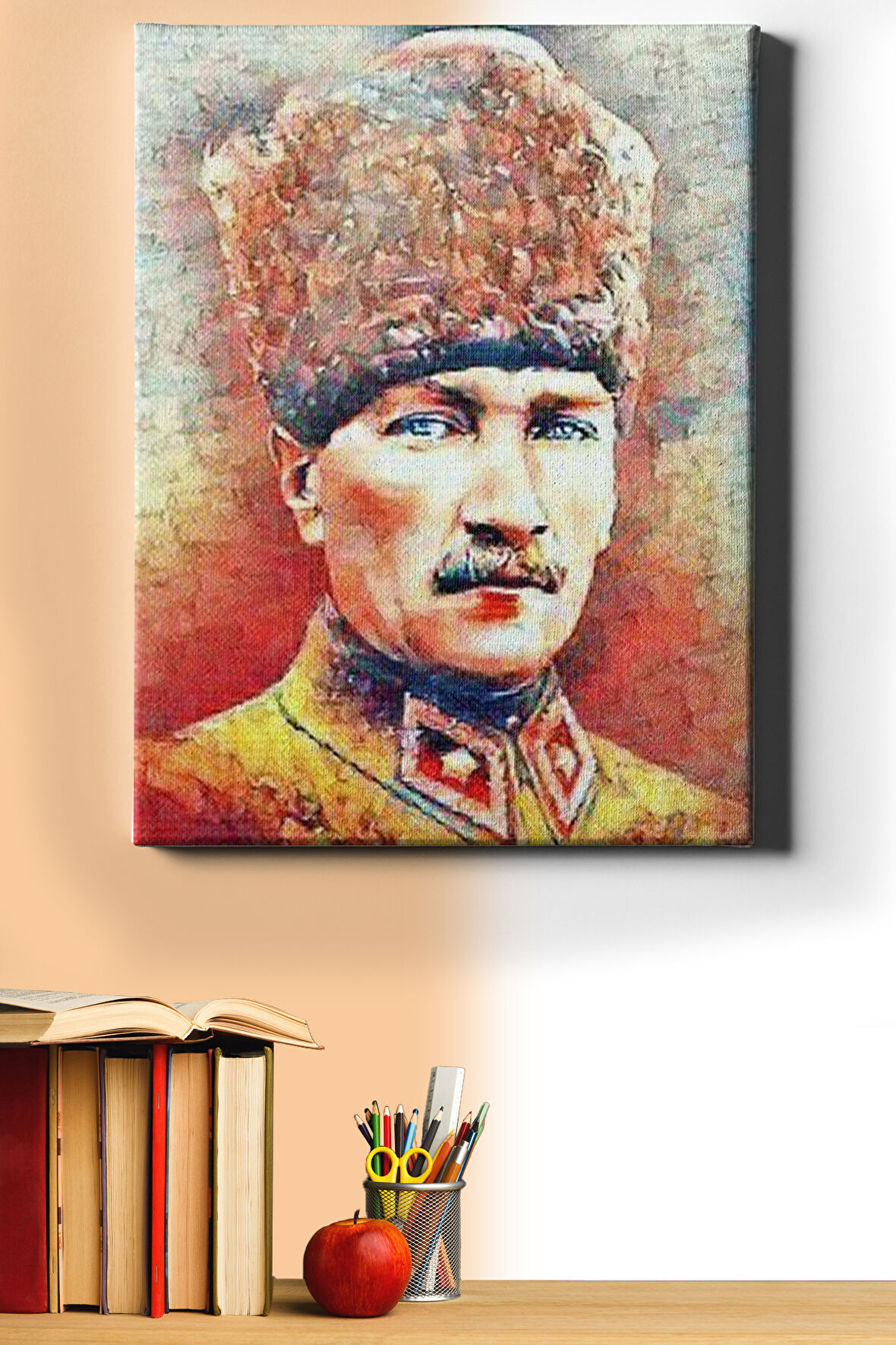 Sayılarla Boyama Seti Çerçeveli Kasnaklı Renkli Atatürk 6 50x65 Cm