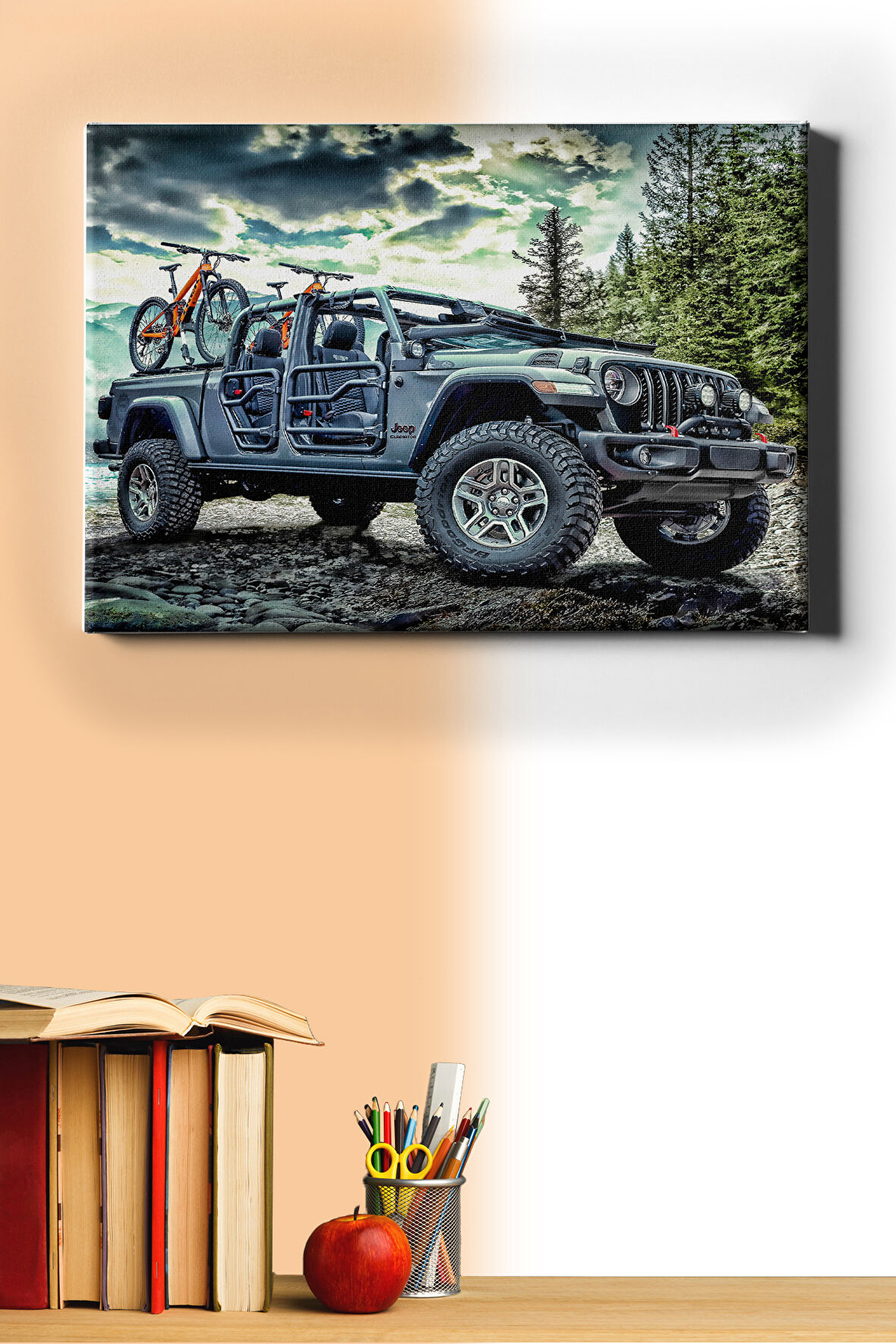 Sayılarla Boyama Seti Çerçeveli Kasnaklı Arazideki Araba 50x65 Cm