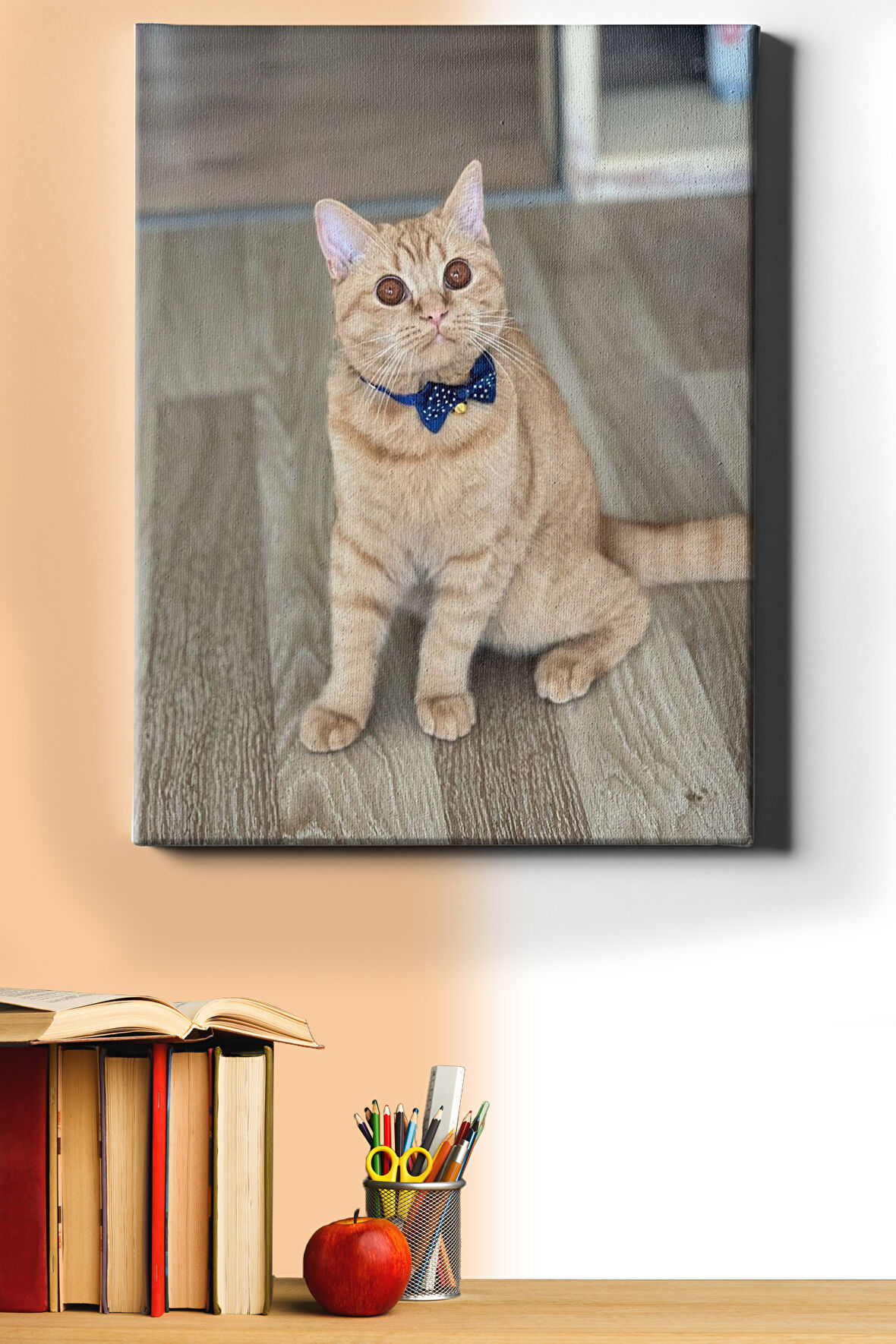 Sayılarla Boyama Seti Çerçeveli Kasnaklı Süslü Kedi 60x75 Cm