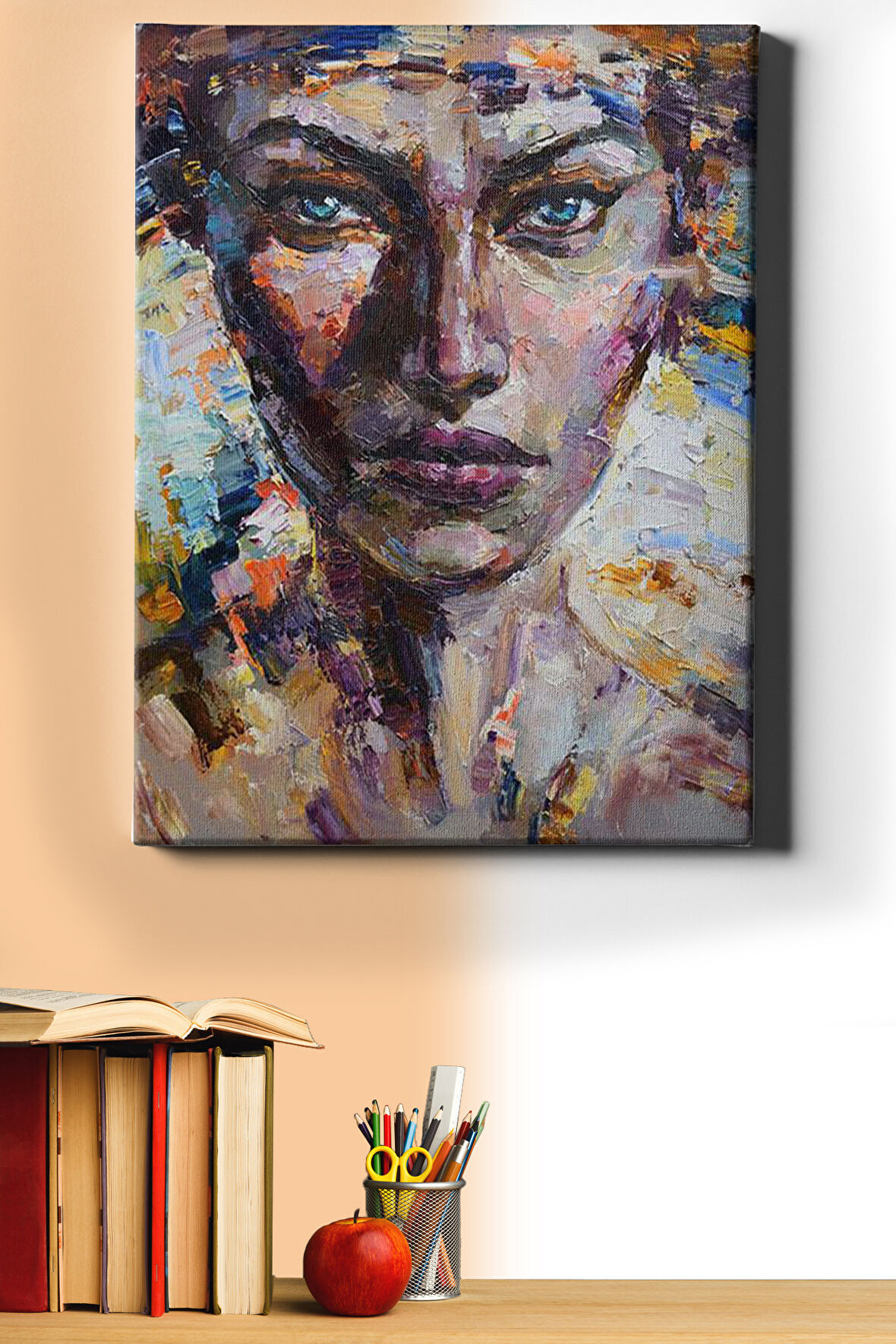 Sayılarla Boyama Seti Çerçeveli Kasnaklı Renkli Yüz 7 40x50 Cm