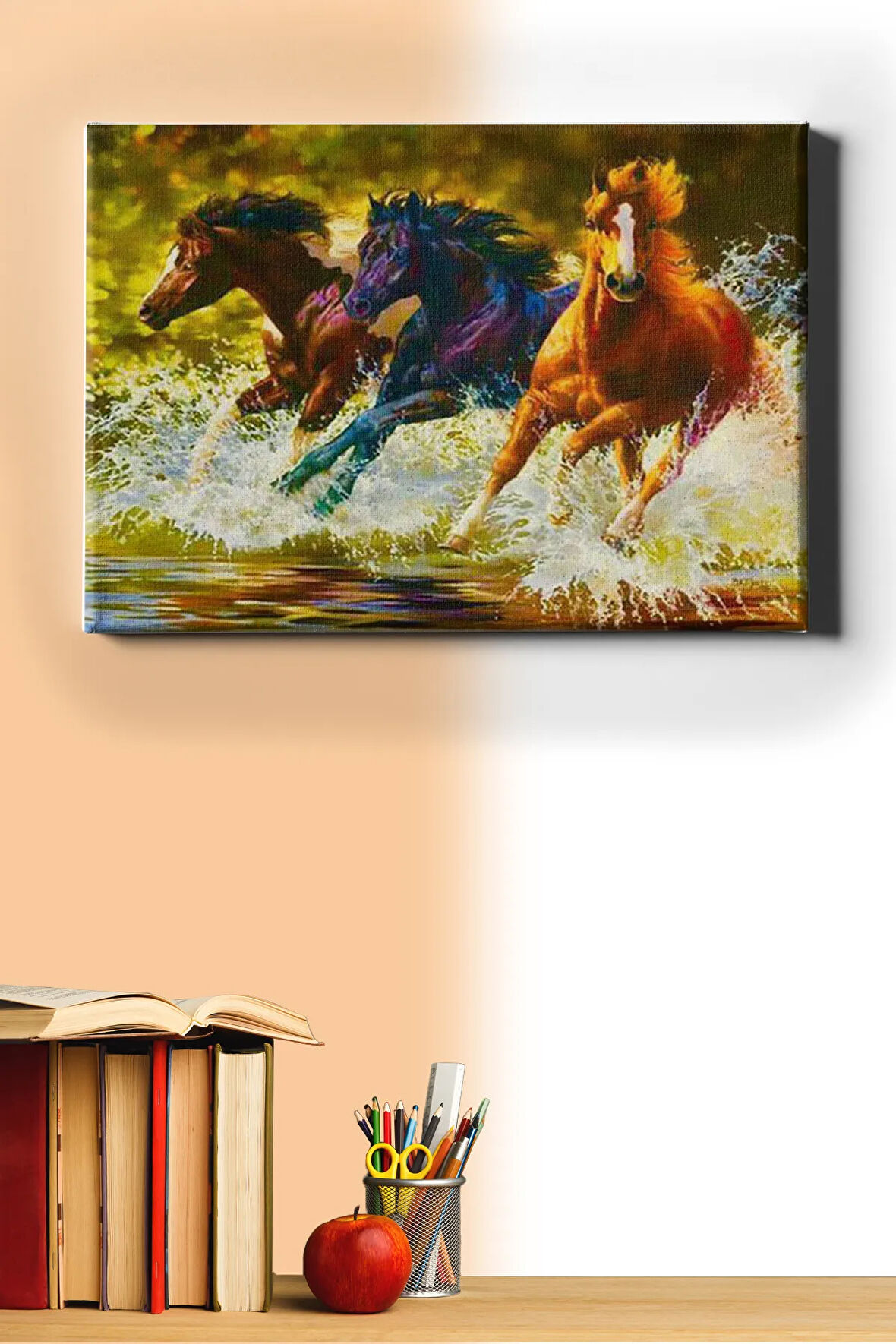 Sayılarla Boyama Seti Çerçeveli Kasnaklı 3 At 60x75 Cm