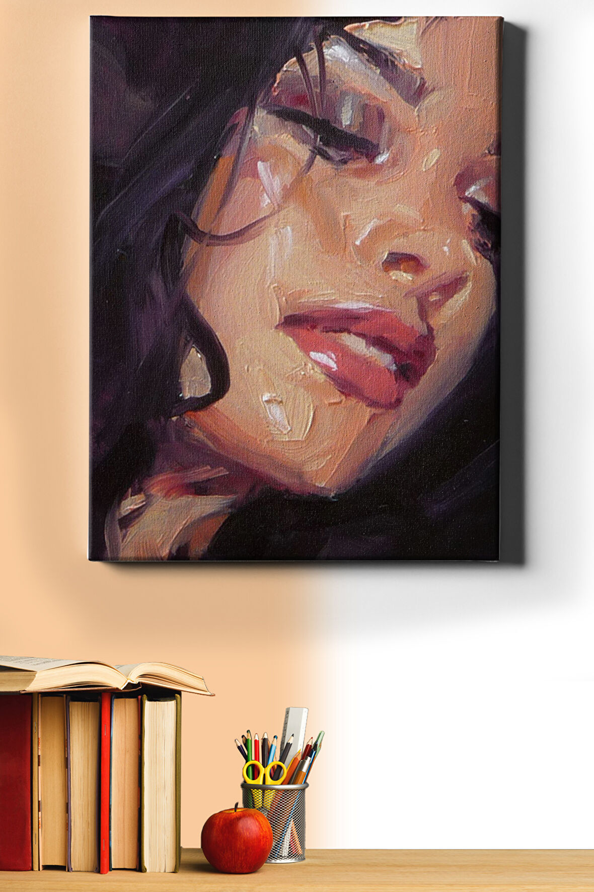 Sayılarla Boyama Seti Çerçeveli Kasnaklı Güzel Kız 1 60x75 Cm