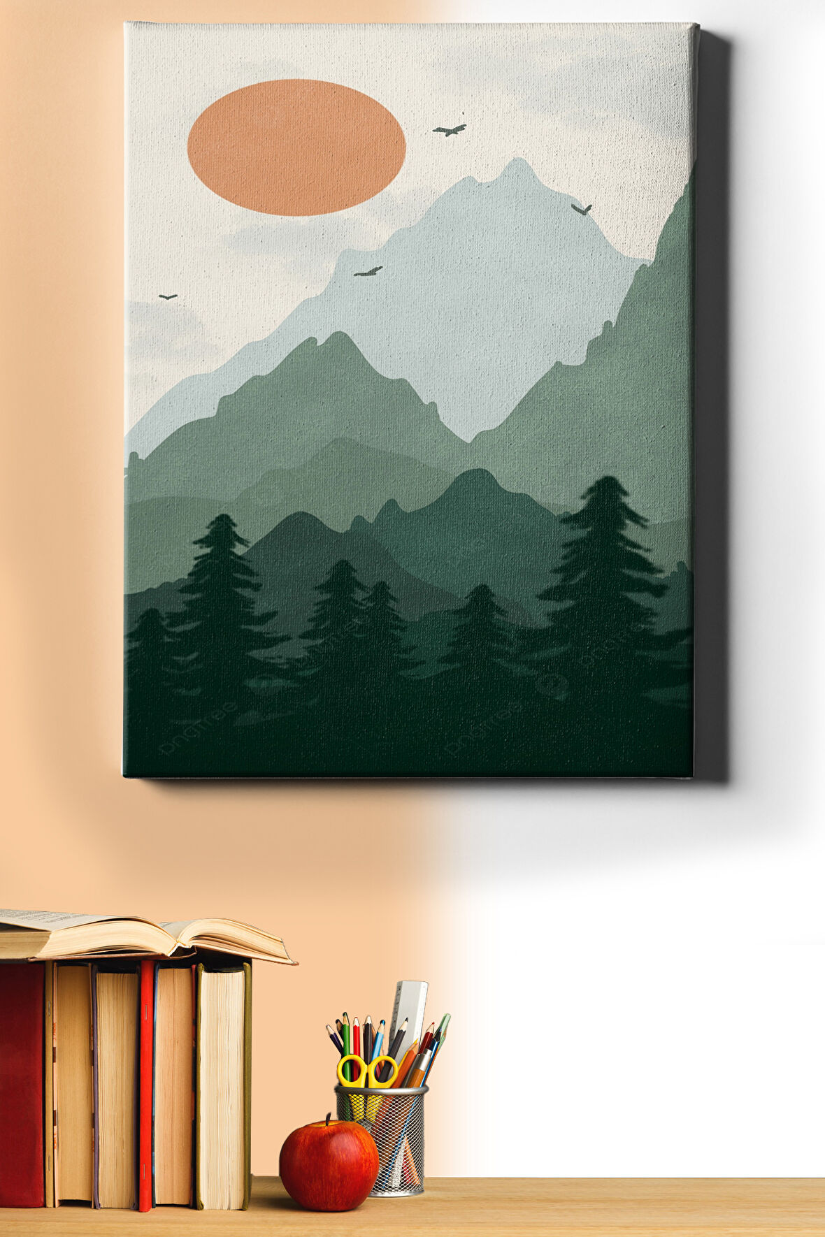 Sayılarla Boyama Seti Çerçeveli Kasnaklı Yalnız Dağ 50x65 Cm