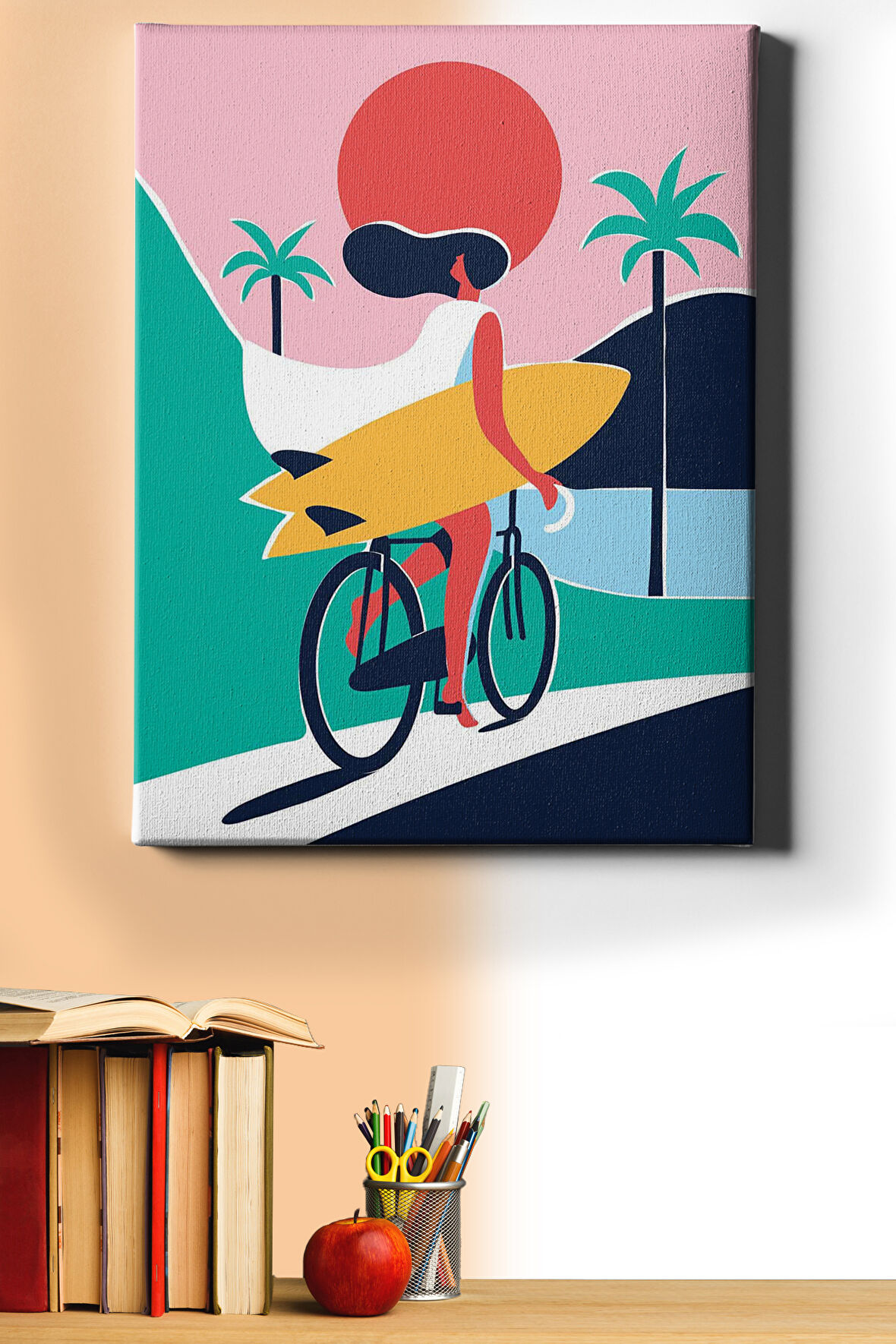 Sayılarla Boyama Seti Çerçeveli Kasnaklı Sörfçü Kız 50x65 Cm