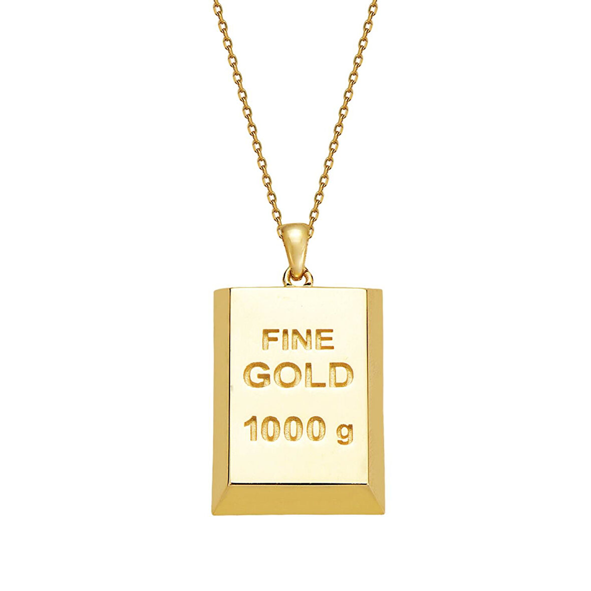 Sarı Altın Külçe Altın Kolye 14 Ayar