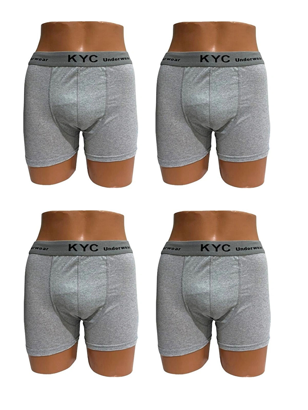 4 Adet Gri Renk 1.Kalite Pamuklu Likralı Penye Esnek Kumaş Boxer Baksır