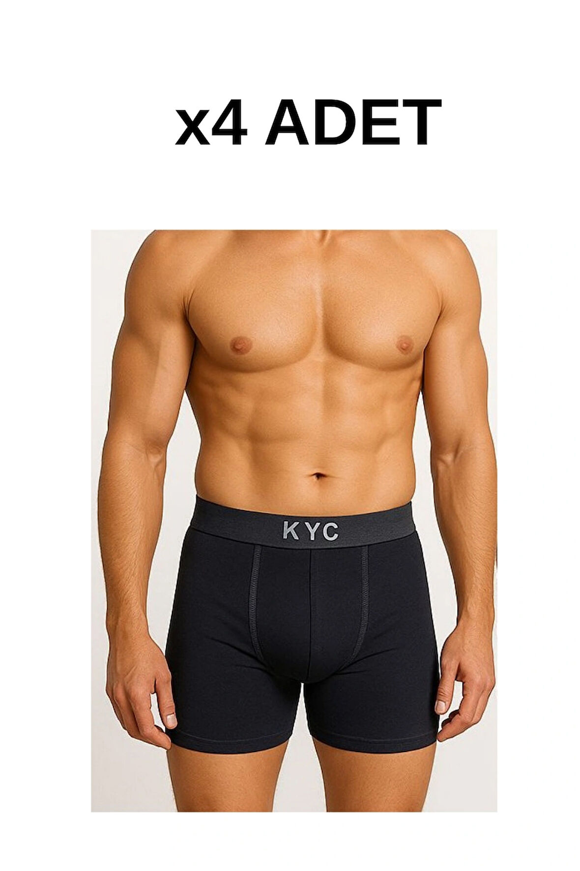 4 Adet Siyah Likralı Pamuklu Boxer