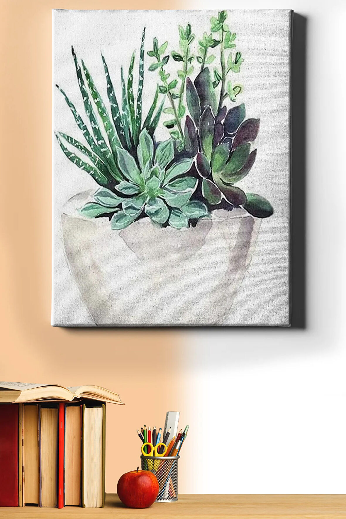 Saksıdaki Çiçekler Sayılarla Boyama Seti Kasnaklı 50x65