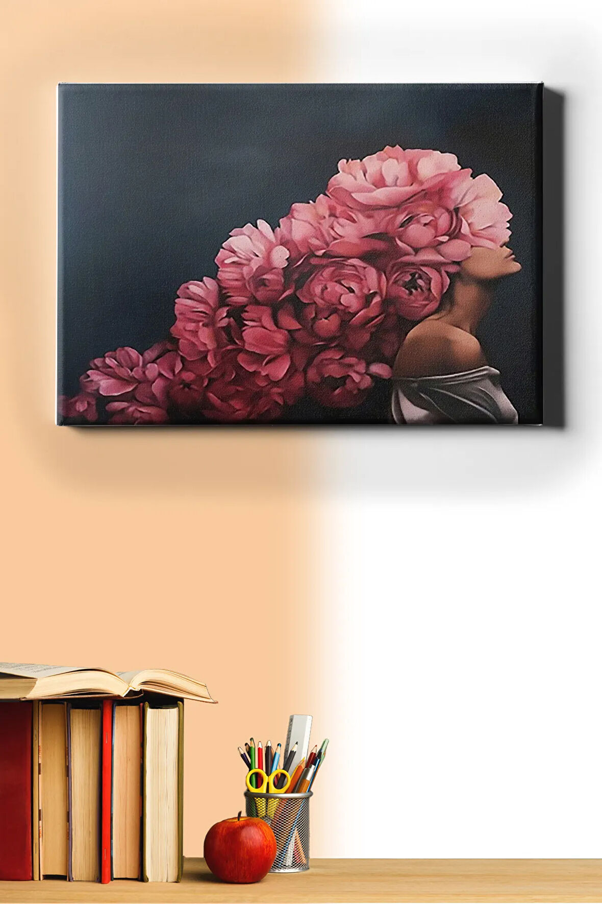 Çiçek Kadın 14 Sayılarla Boyama Seti Kasnaklı 40x50 Cm