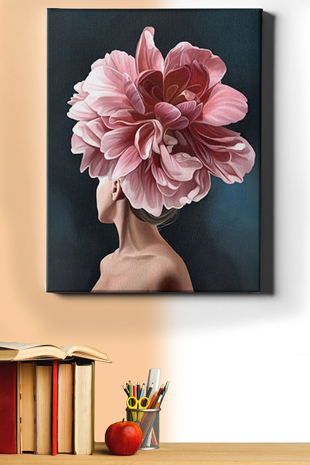 Çiçek Kadın 11 Renkli Sayılarla Boyama Seti Kasnaklı 40x50 Cm