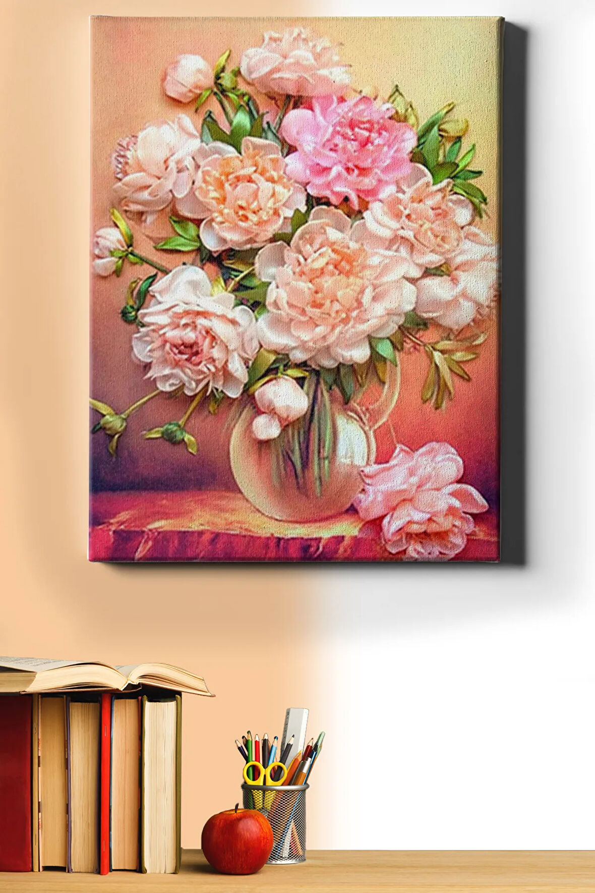 Bir Demet Sakayık Renkli Sayılarla Boyama Seti Kasnaklı 40x50 Cm
